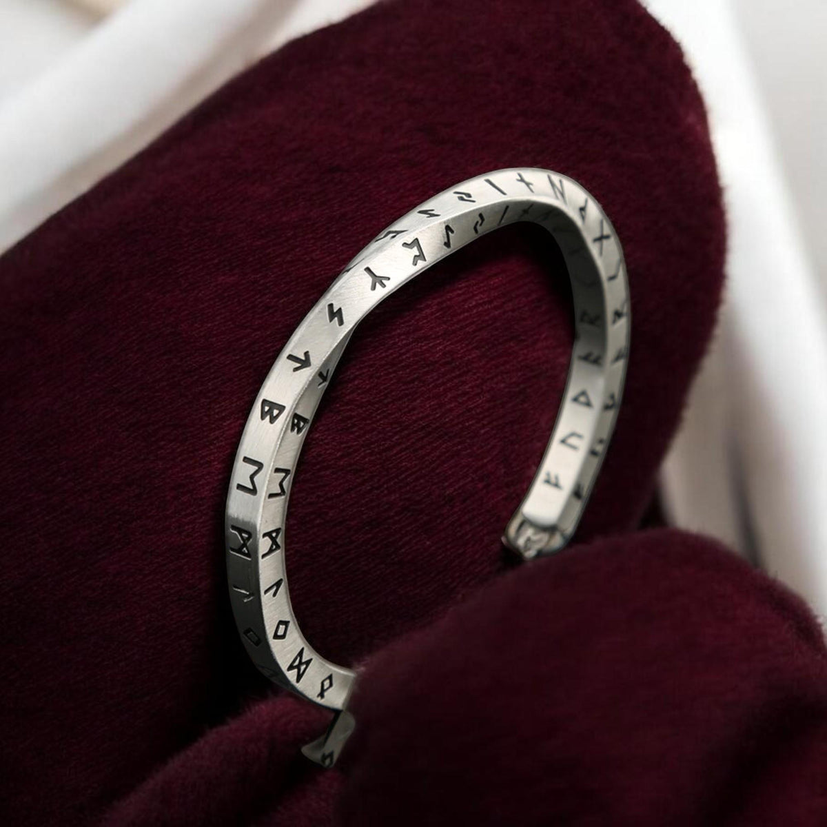 Viking Rune Bracelet, Stainless Steel Norse Cuff, Adjustable Nordic Bangle, Pagan Jewelry Gift for