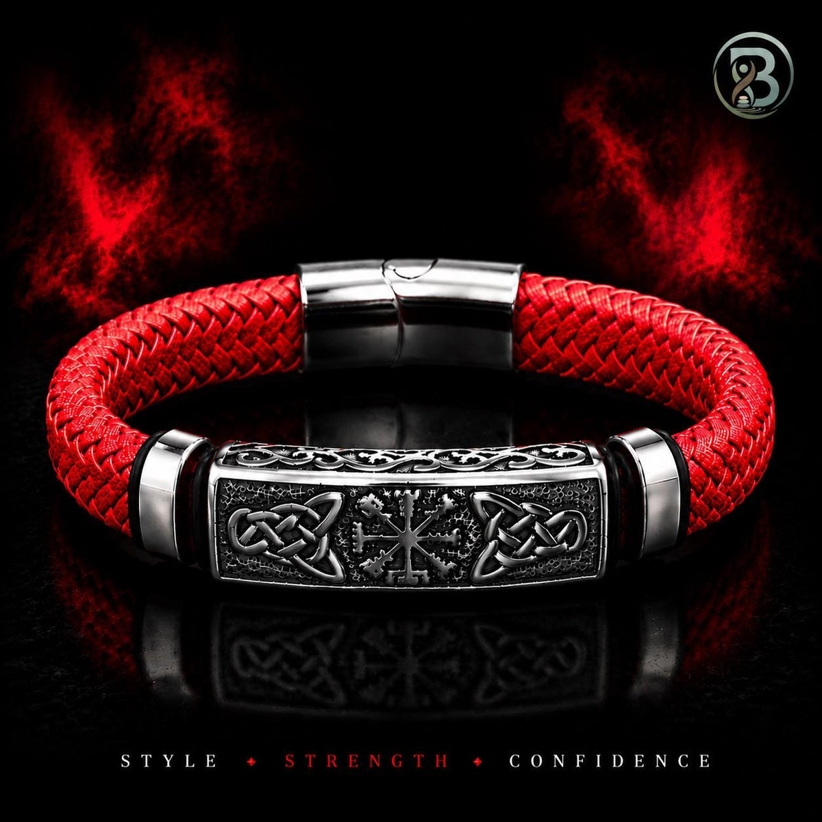 Viking Vegvisir Compass Bracelet - Viking Braided Leather Bracelet – Norse Runes, Celtic Knot