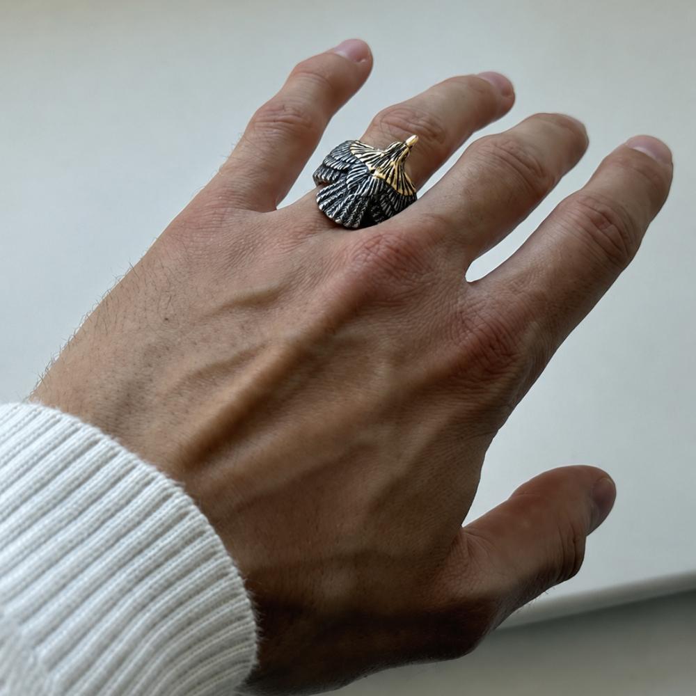 Viking Odin Ring - Viking Raven Ring for Men, Odin Raven Ring, Norse Mythology Jewelry, Flying
