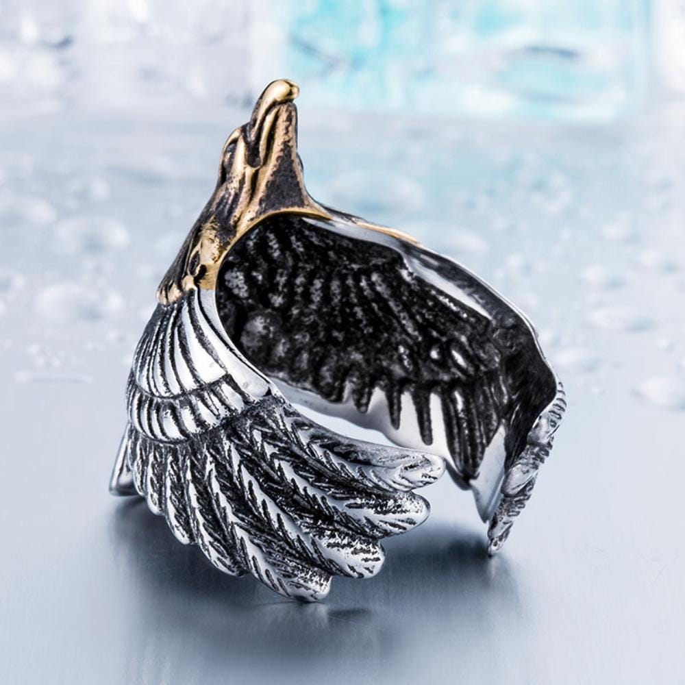 Viking Odin Ring - Viking Raven Ring for Men, Odin Raven Ring, Norse Mythology Jewelry, Flying