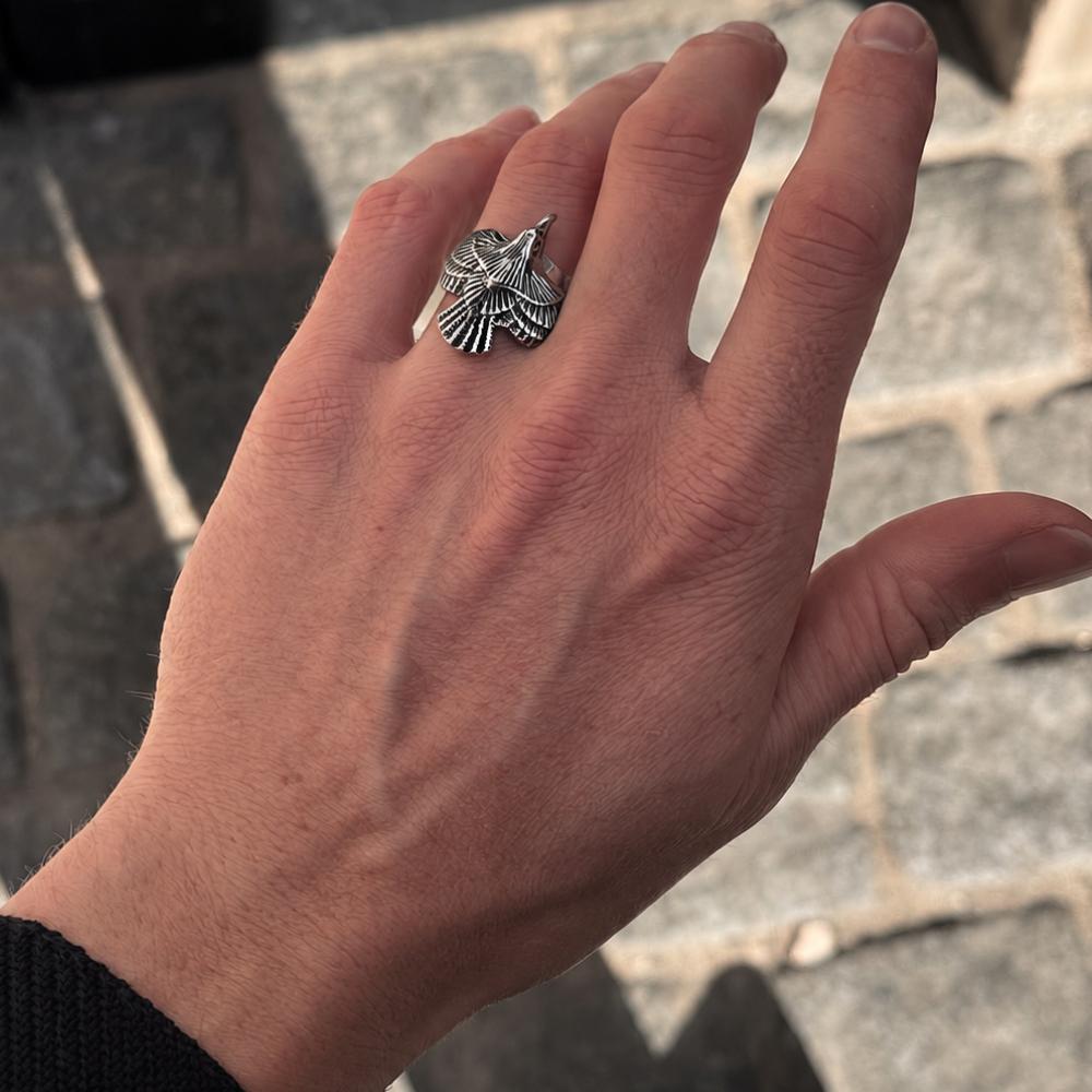 Viking Odin Ring - Viking Raven Ring for Men, Odin Raven Ring, Norse Mythology Jewelry, Flying