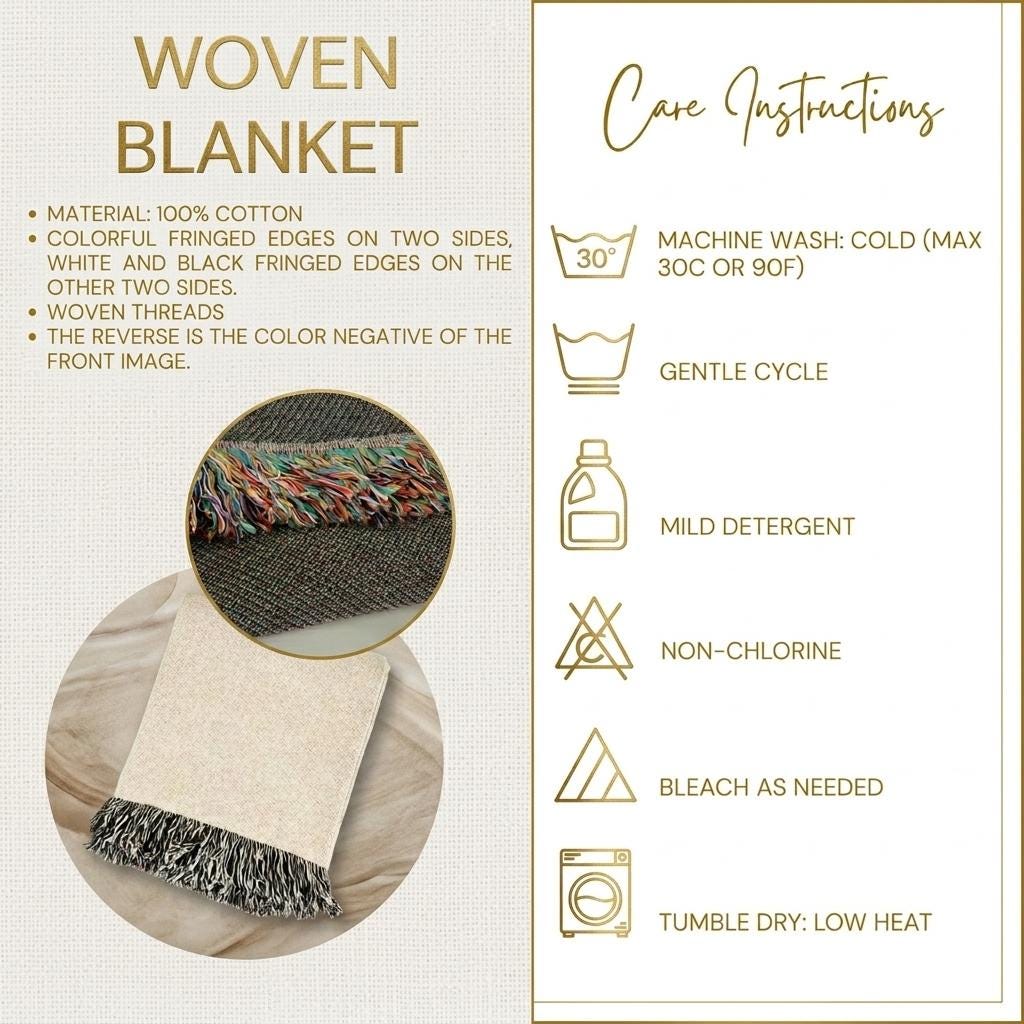 Viking Wolf Blanket - Norse Tree of Life Woven Blanket, Yggdrasil Raven and Wolf Tapestry Throw