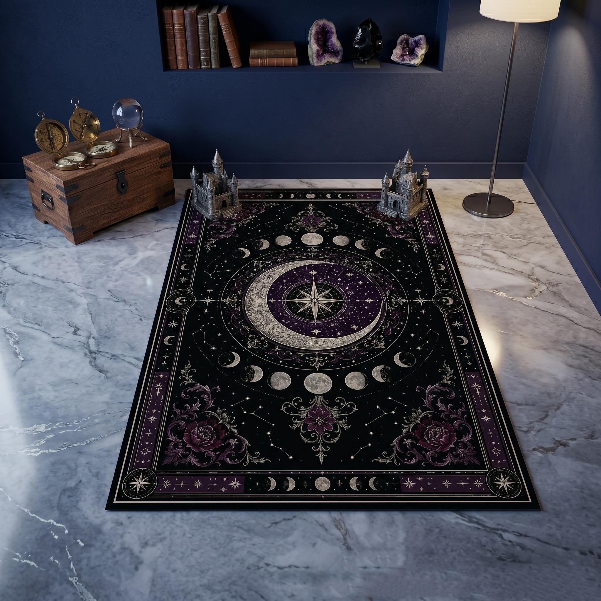 Viking Vegvisir Compass Rug - Vegvisir Shield Rune Rug, Norse Mythology Rug, Rune Symbol Rug