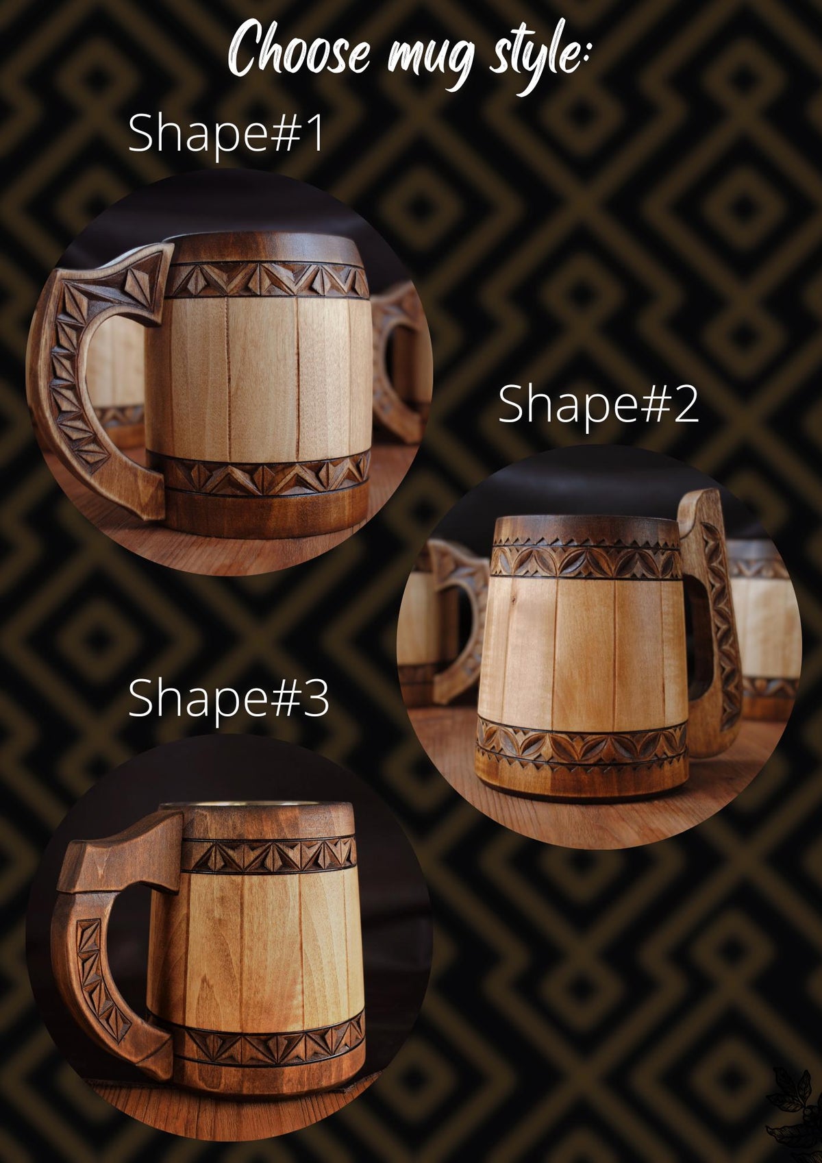 Viking Mug - Personalized Viking Tankard, Wooden Beer Mug, Celtic Knots, Engraved groomsman Cup