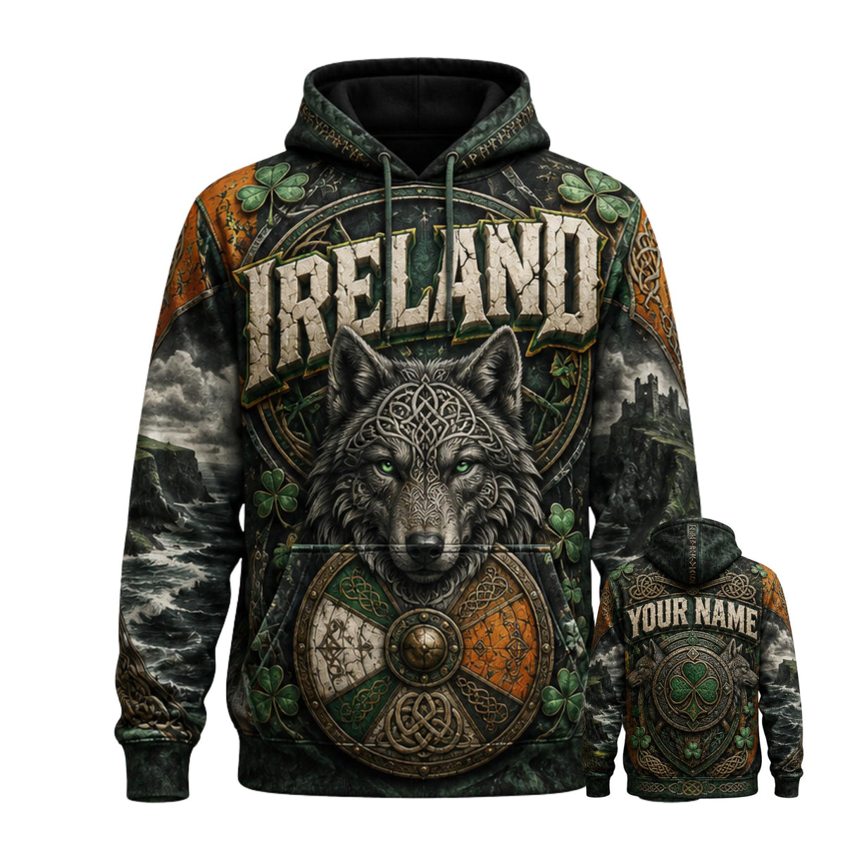 Viking Valknut Hoodie - Viking Runes Hoodie with Vegvisir Compass, Valknut Symbols, Norse Mythology