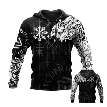 Viking Wolf Hoodie - Viking Zip Hoodie, Norse Wolf 3D Hoodie, Custom Name Midweight Jacket Gift