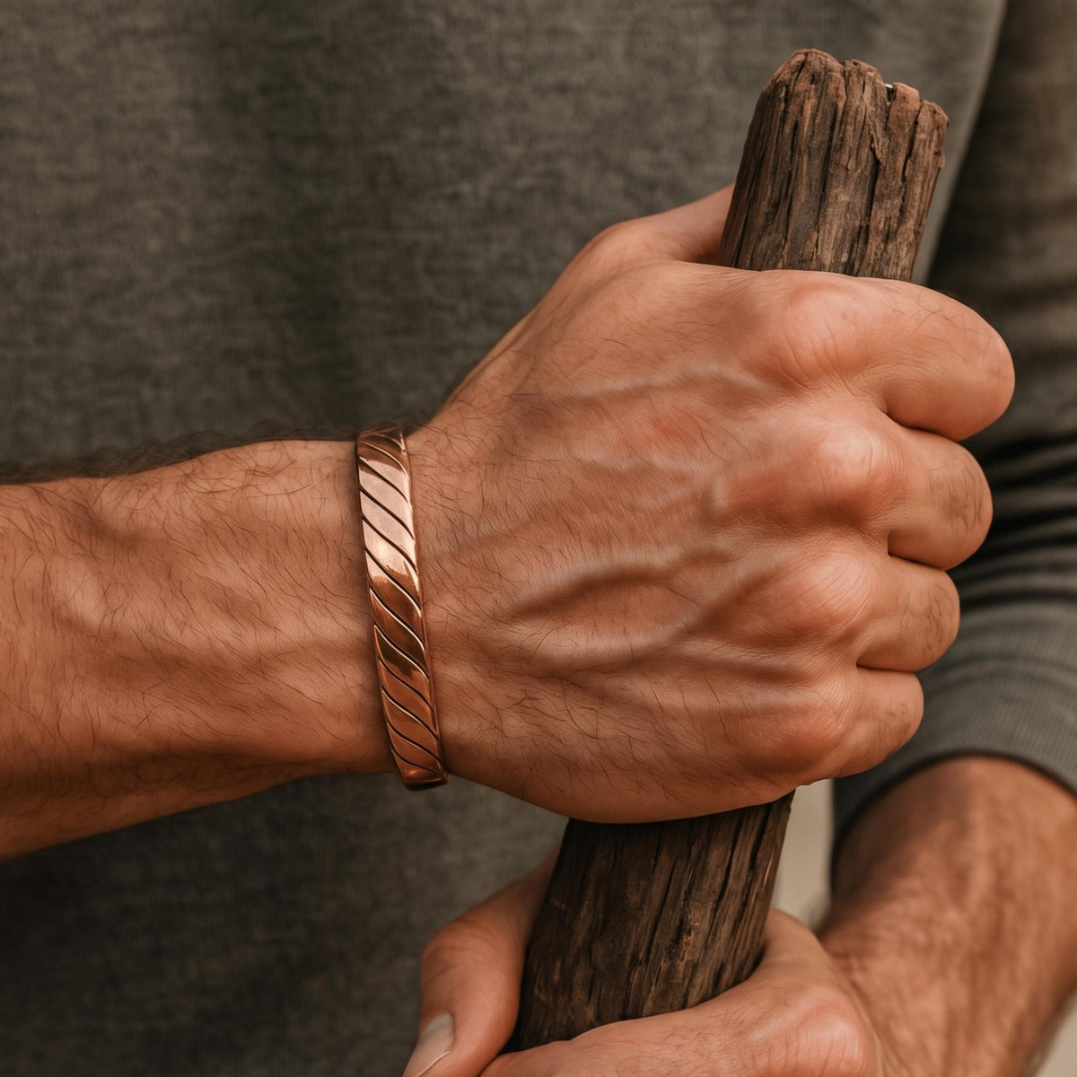Viking Bracelet - Solace, Handforged Oxidized Copper Bracelet for Men, braided Viking Cuff Bangle