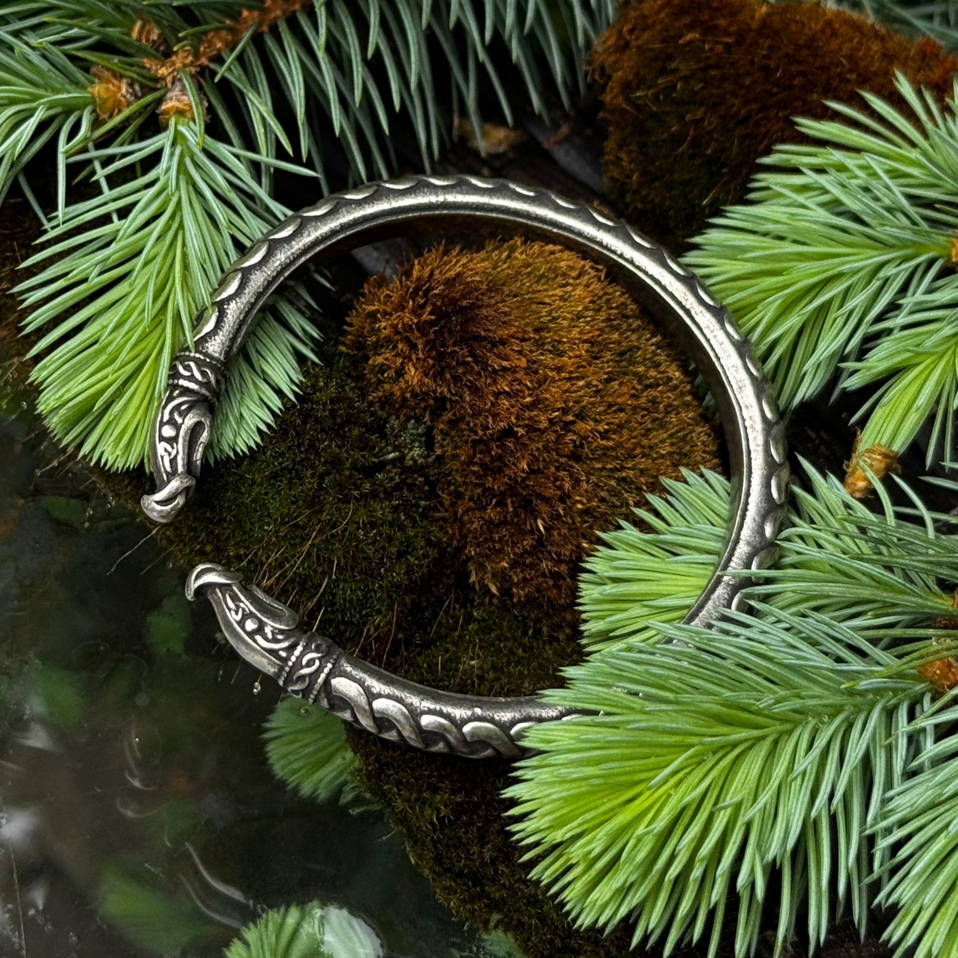Viking Ring - Bronze Viking Dragon Knot Bracelet or Torc in the Mammen Art Style - Jewelry for Men