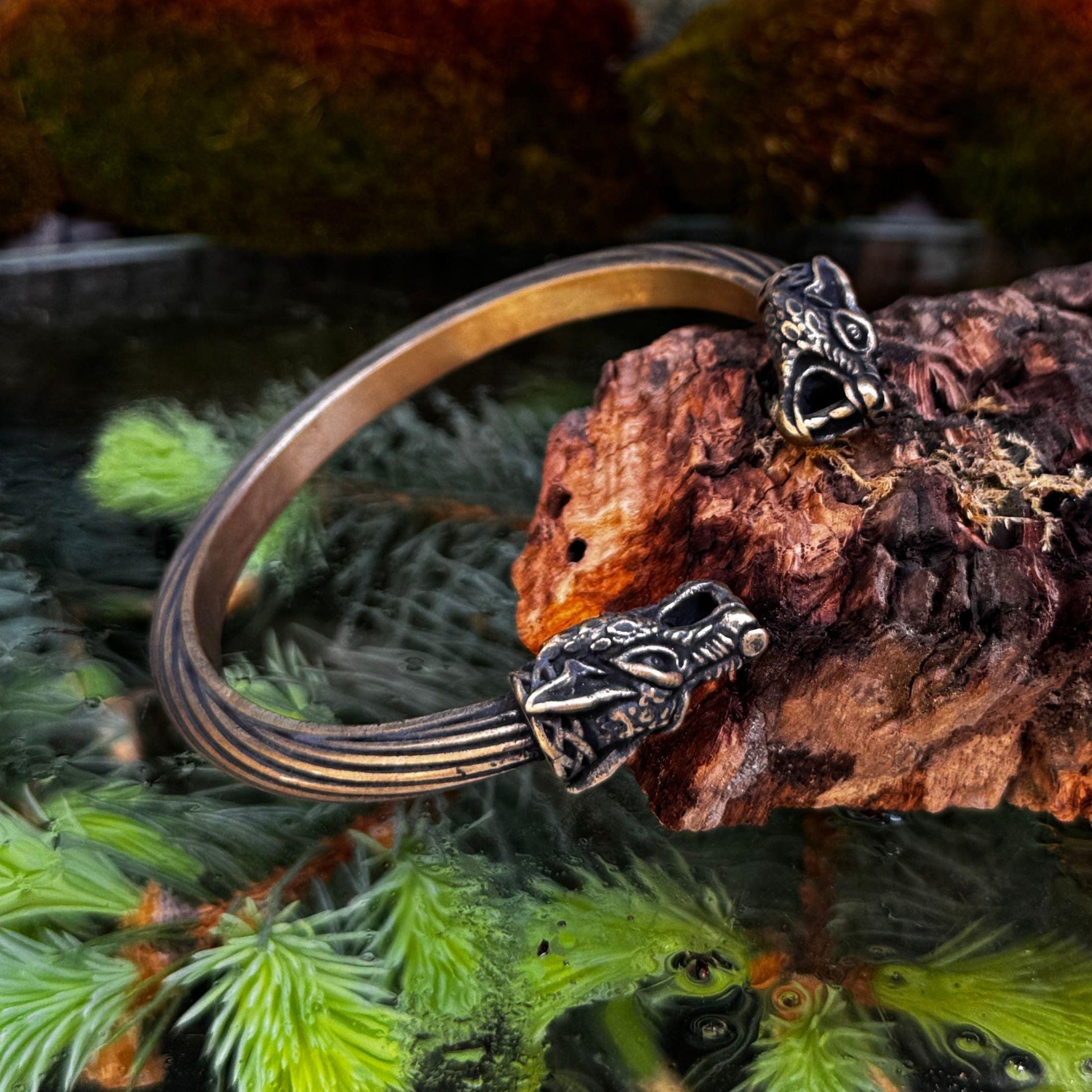 Viking Odin Necklace - Heavy Odin Wolves Viking Bangle Bracelet - 925 Sterling Silver Nordic Amulet