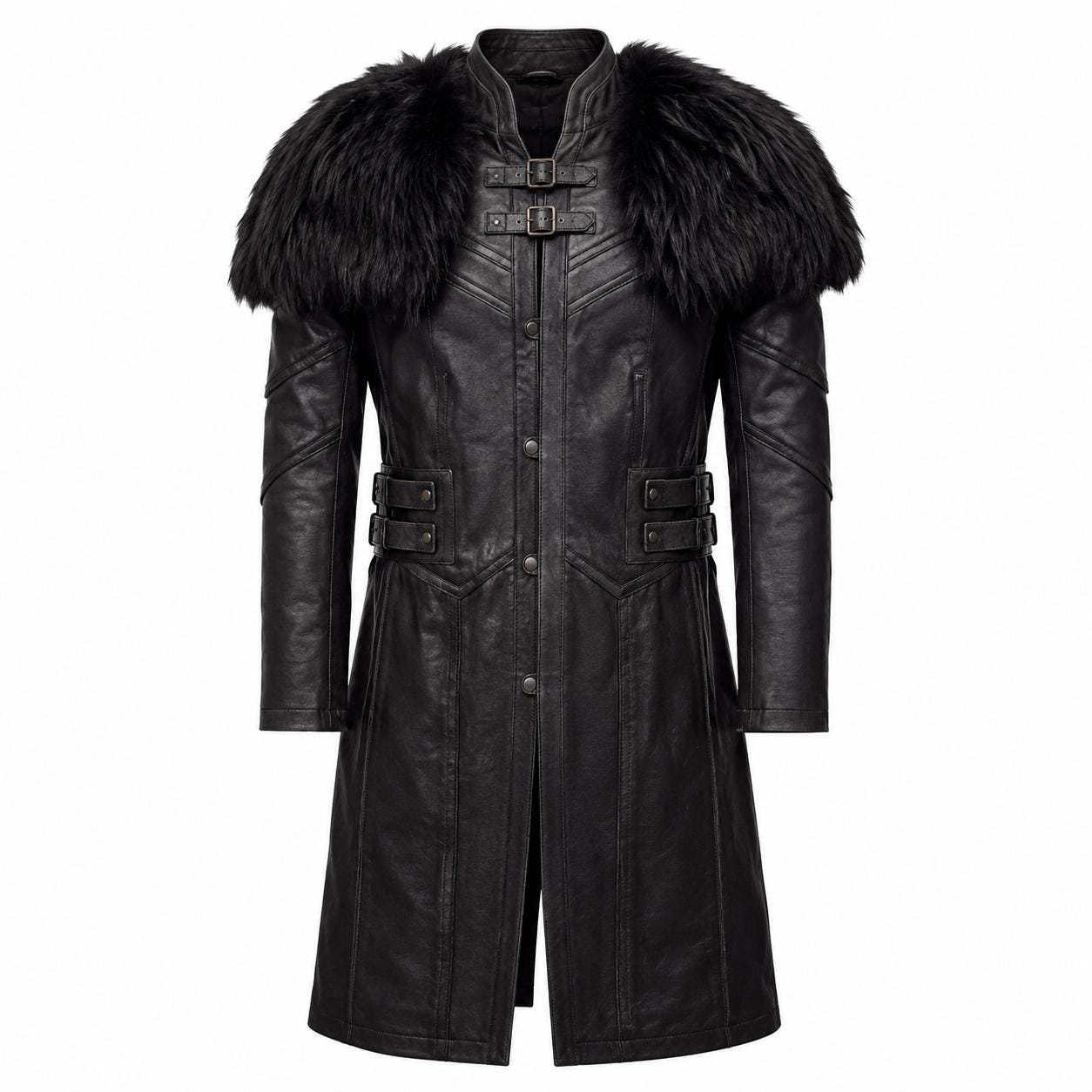 Viking Jacket - Medieval Viking Leather Coat, Fur Collar, Norse Warrior Jacket, Renaissance Fair
