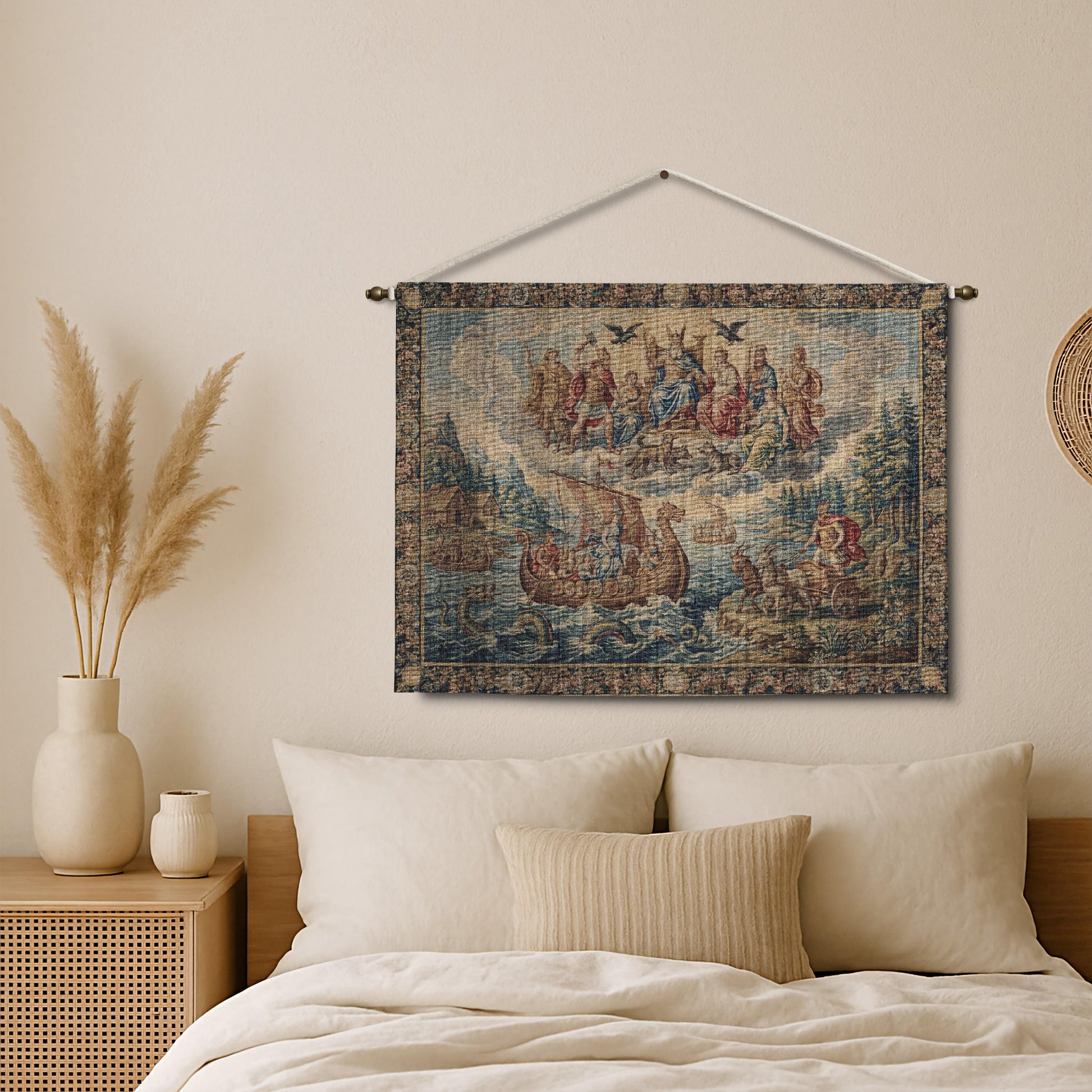 Viking Blanket - Norse Mythology Woven Blanket, Viking Gods Tapestry, Historic Nordic Art Throw