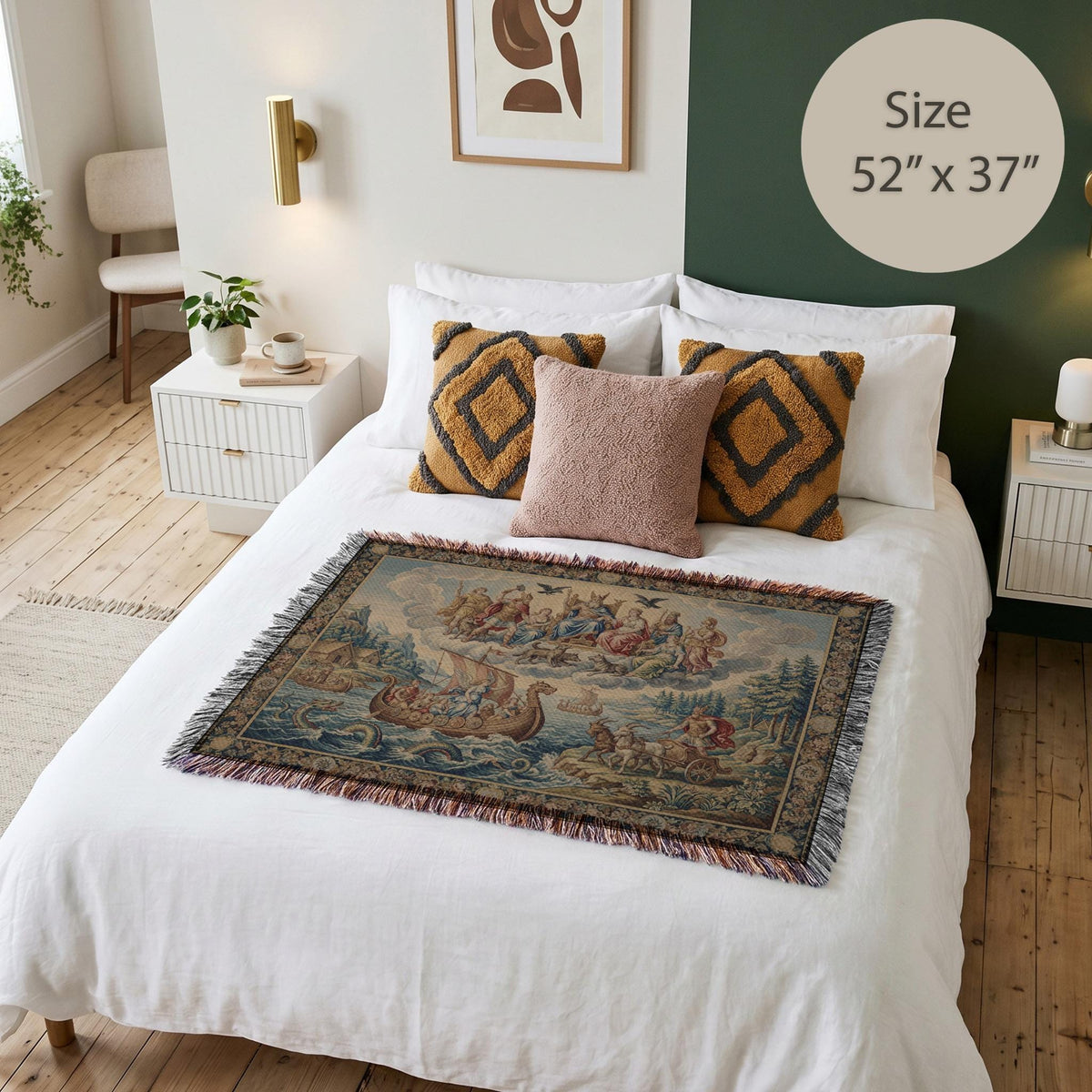 Viking Blanket - Norse Mythology Woven Blanket, Viking Gods Tapestry, Historic Nordic Art Throw