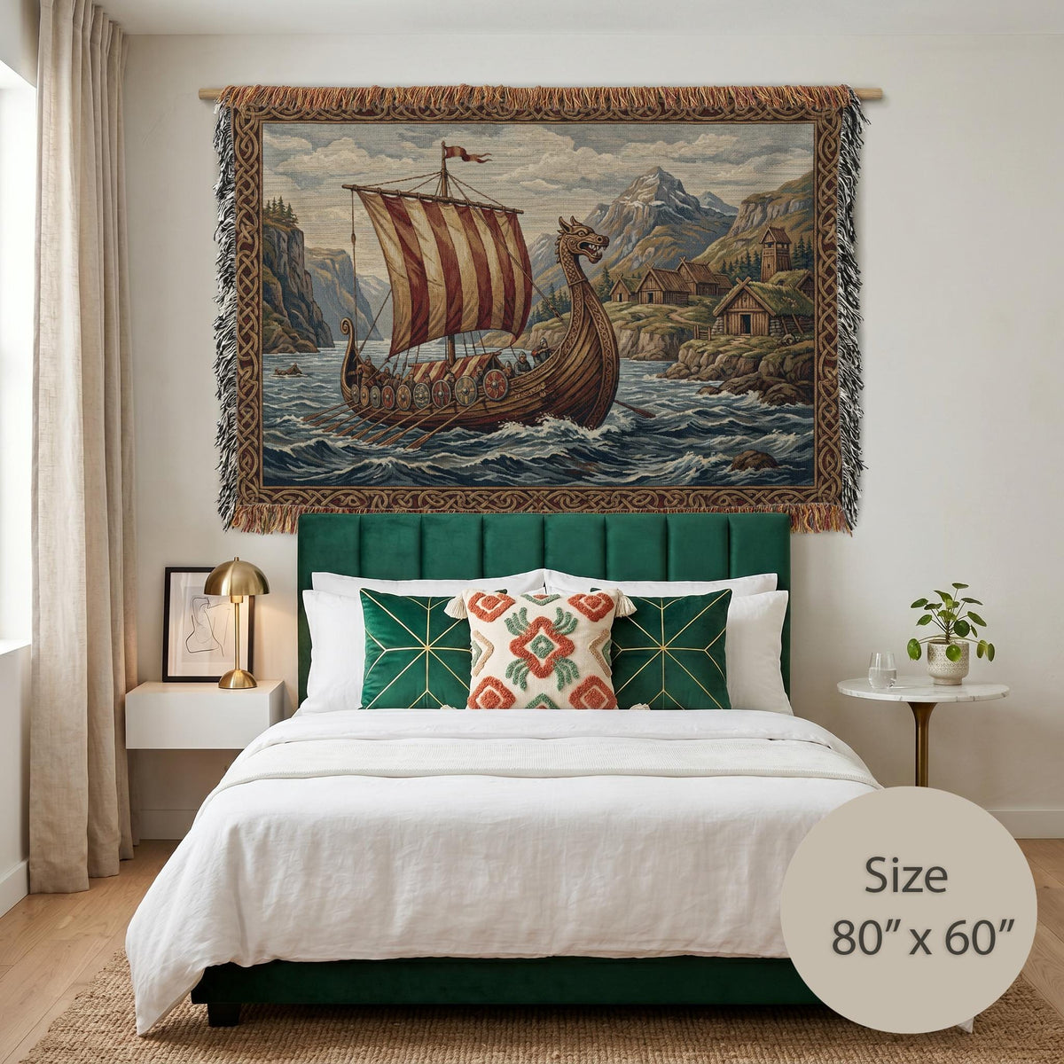 Viking Blanket - Norse Mythology Woven Blanket, Viking Gods Tapestry, Historic Nordic Art Throw