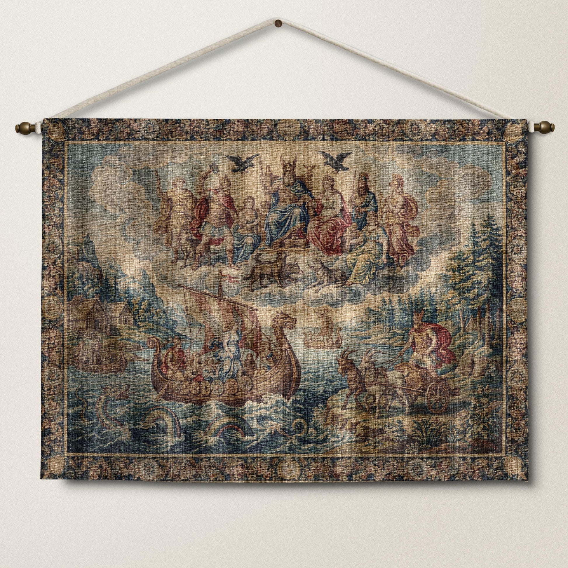 Viking Blanket - Norse Mythology Woven Blanket, Viking Gods Tapestry, Historic Nordic Art Throw