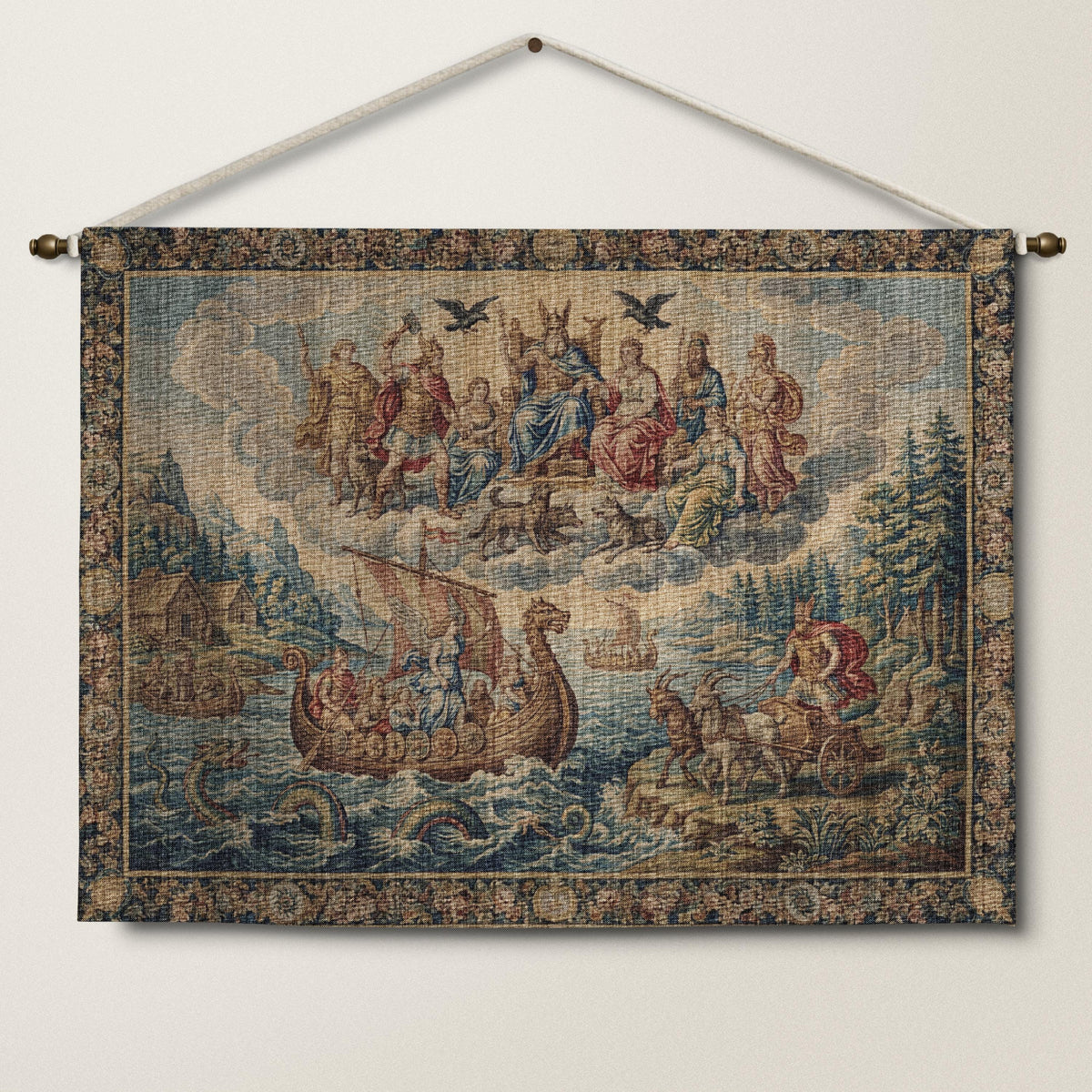 Viking Blanket - Norse Mythology Woven Blanket, Viking Gods Tapestry, Historic Nordic Art Throw