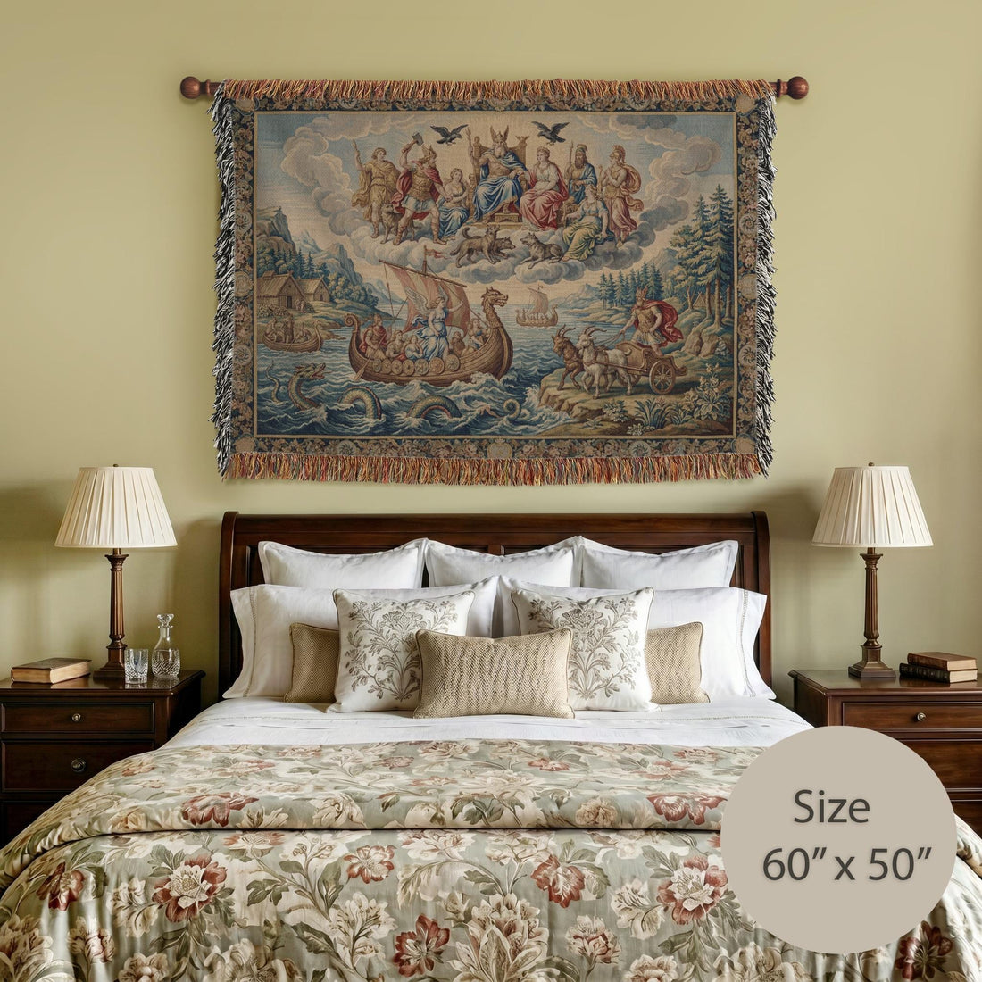 Viking Blanket - Norse Mythology Woven Blanket, Viking Gods Tapestry, Historic Nordic Art Throw