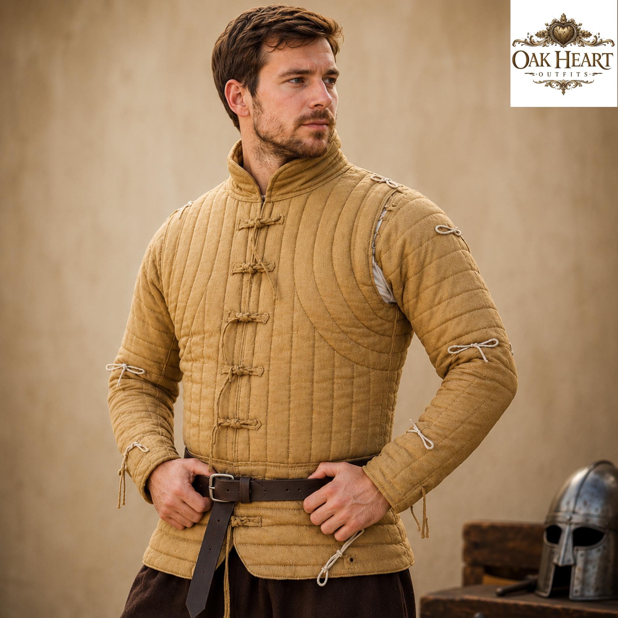 Viking Jacket - Wine Medieval Gambeson Coat for Men – Quilted Viking Armor Jacket