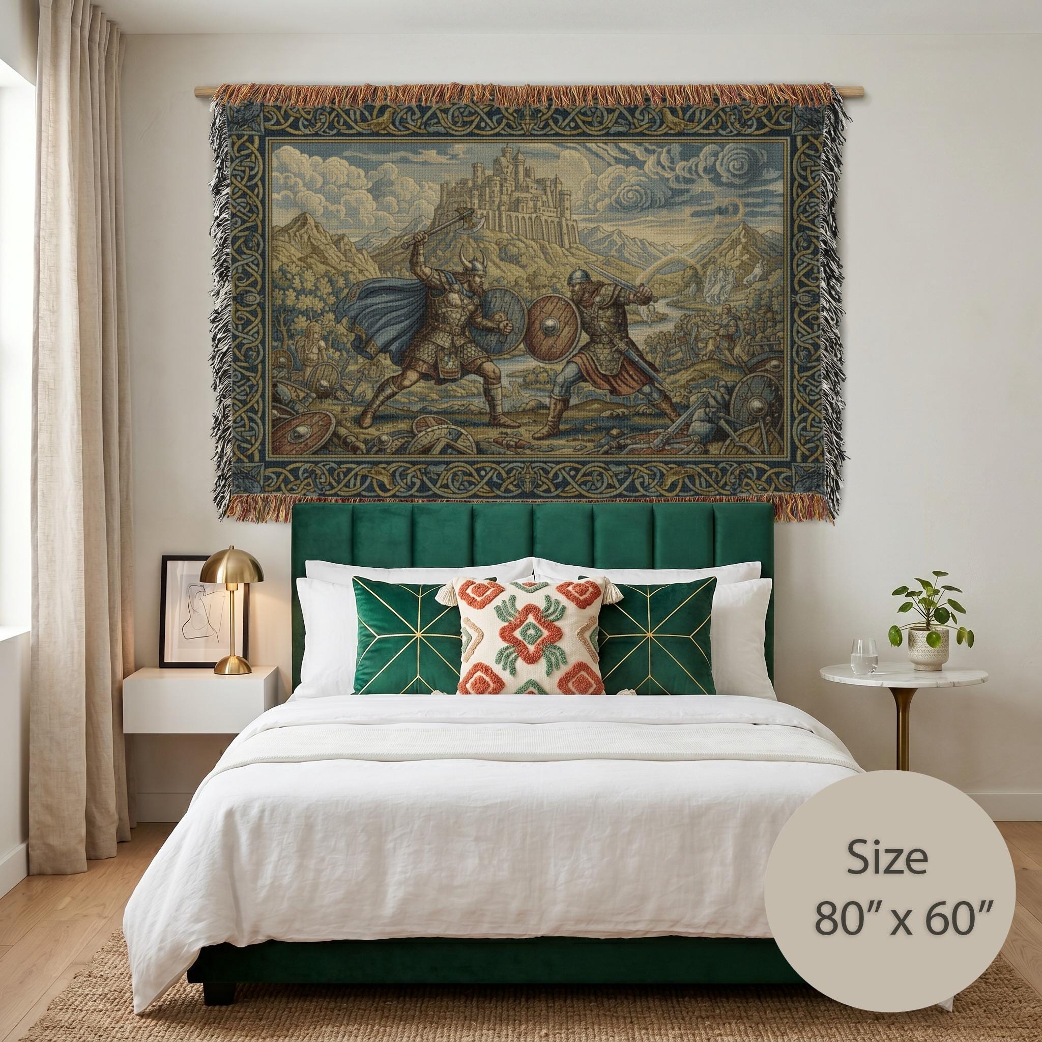 Viking Blanket - Norse Mythology Woven Blanket, Viking Gods Tapestry, Historic Nordic Art Throw