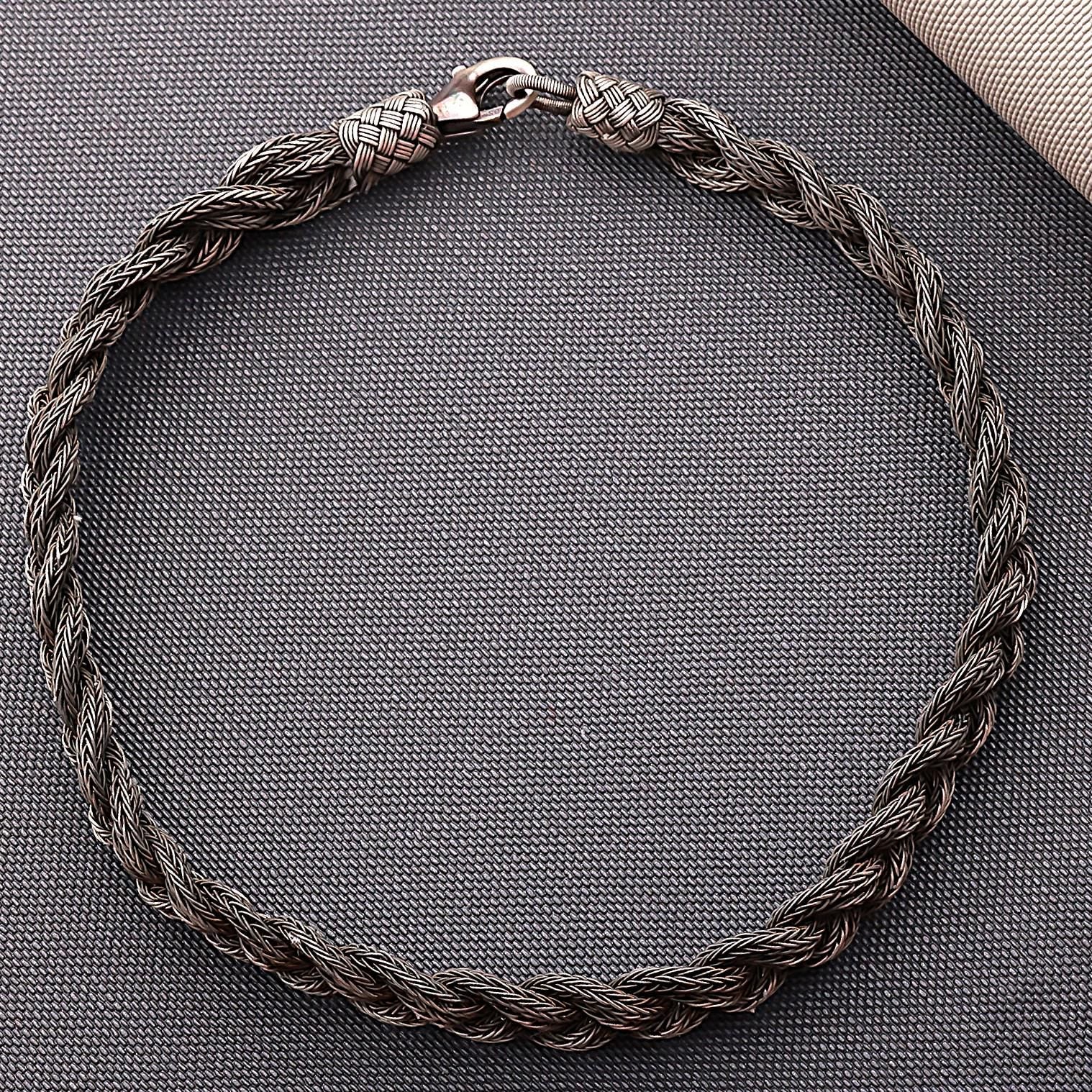 Viking Bracelet - 999 Sterling Silver Kazaziye Hand Braided Bracelet Men, Oxidized Woven Celtic