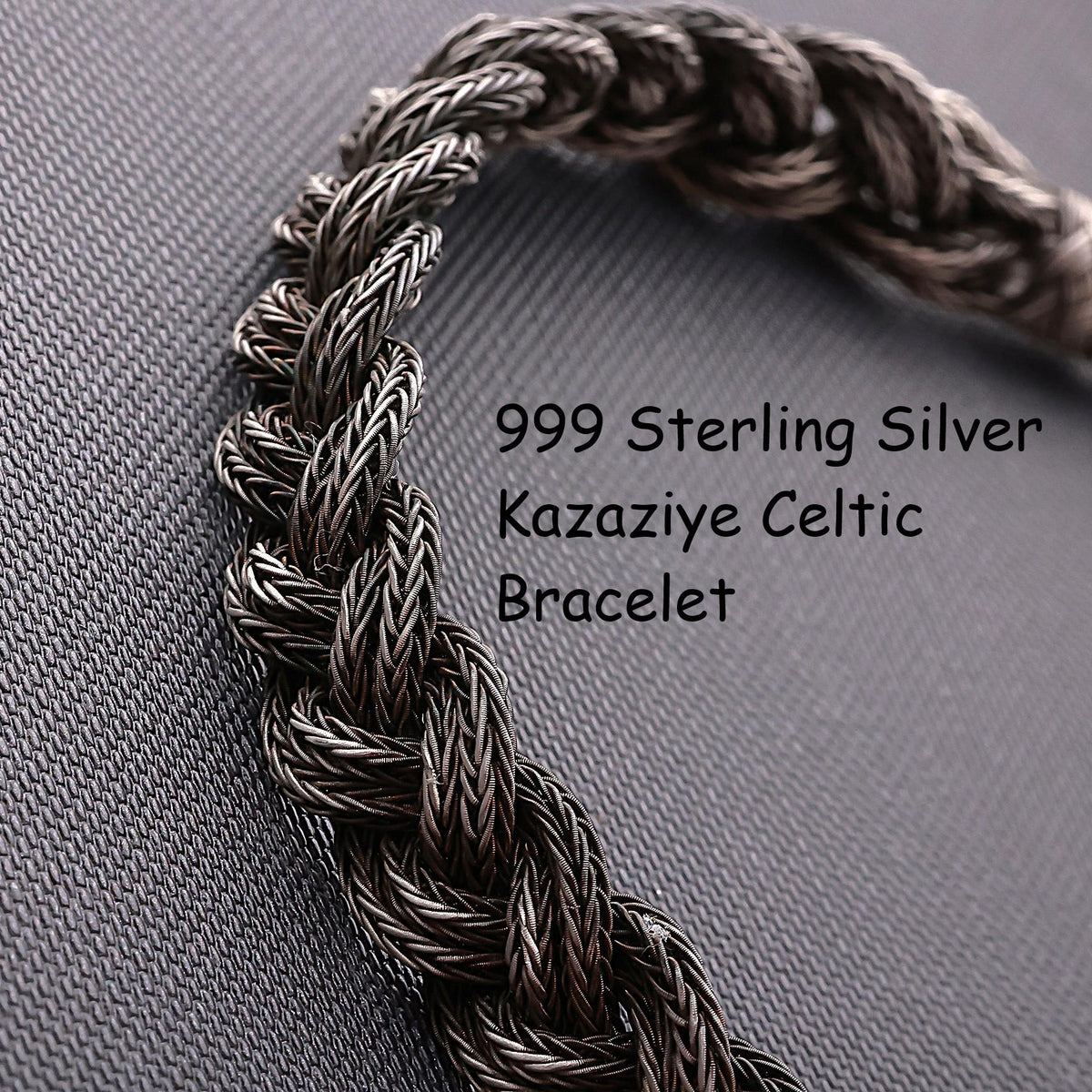 Viking Bracelet - 999 Sterling Silver Kazaziye Hand Braided Bracelet Men, Oxidized Woven Celtic