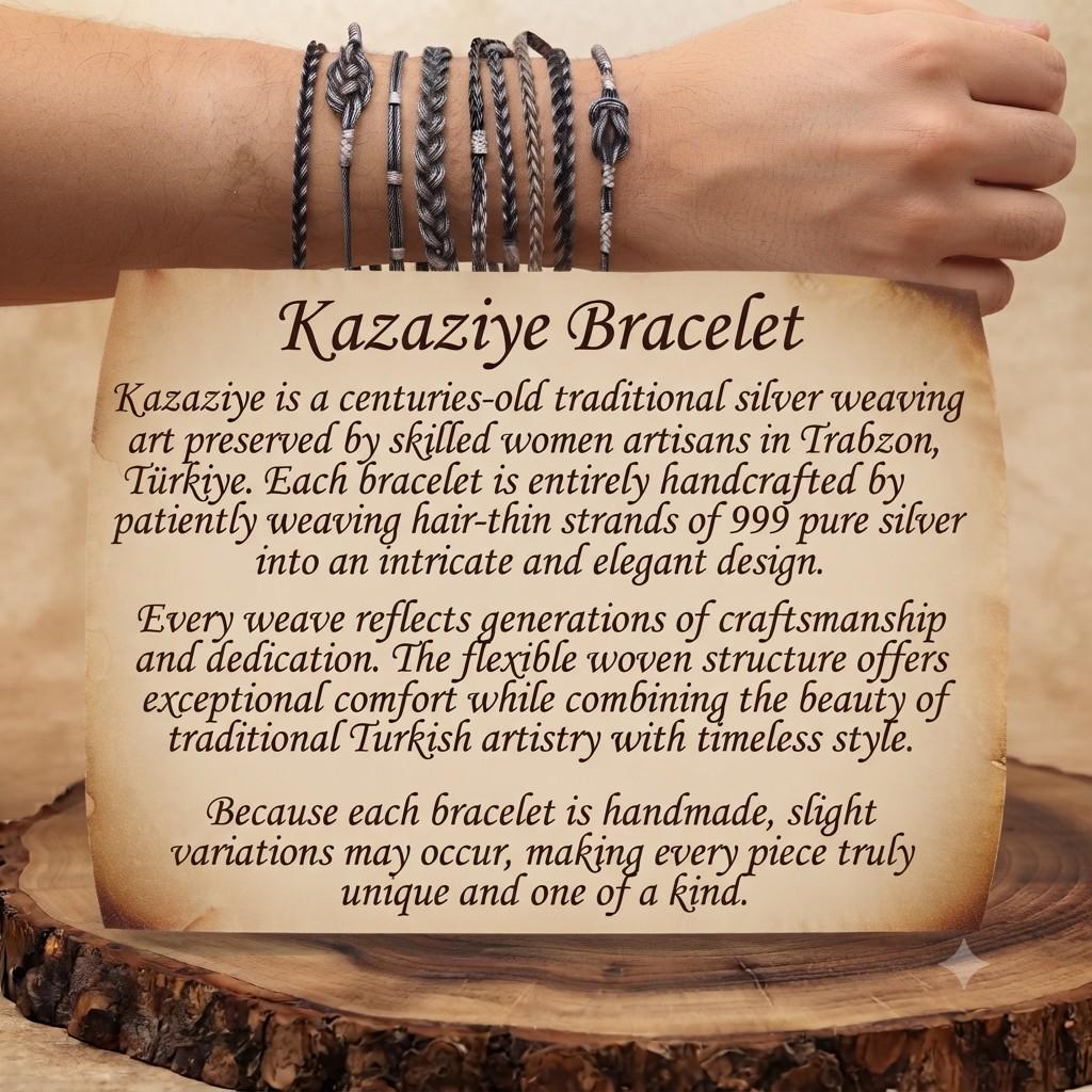Viking Bracelet - 999 Sterling Silver Kazaziye Hand Braided Bracelet Men, Oxidized Woven Celtic