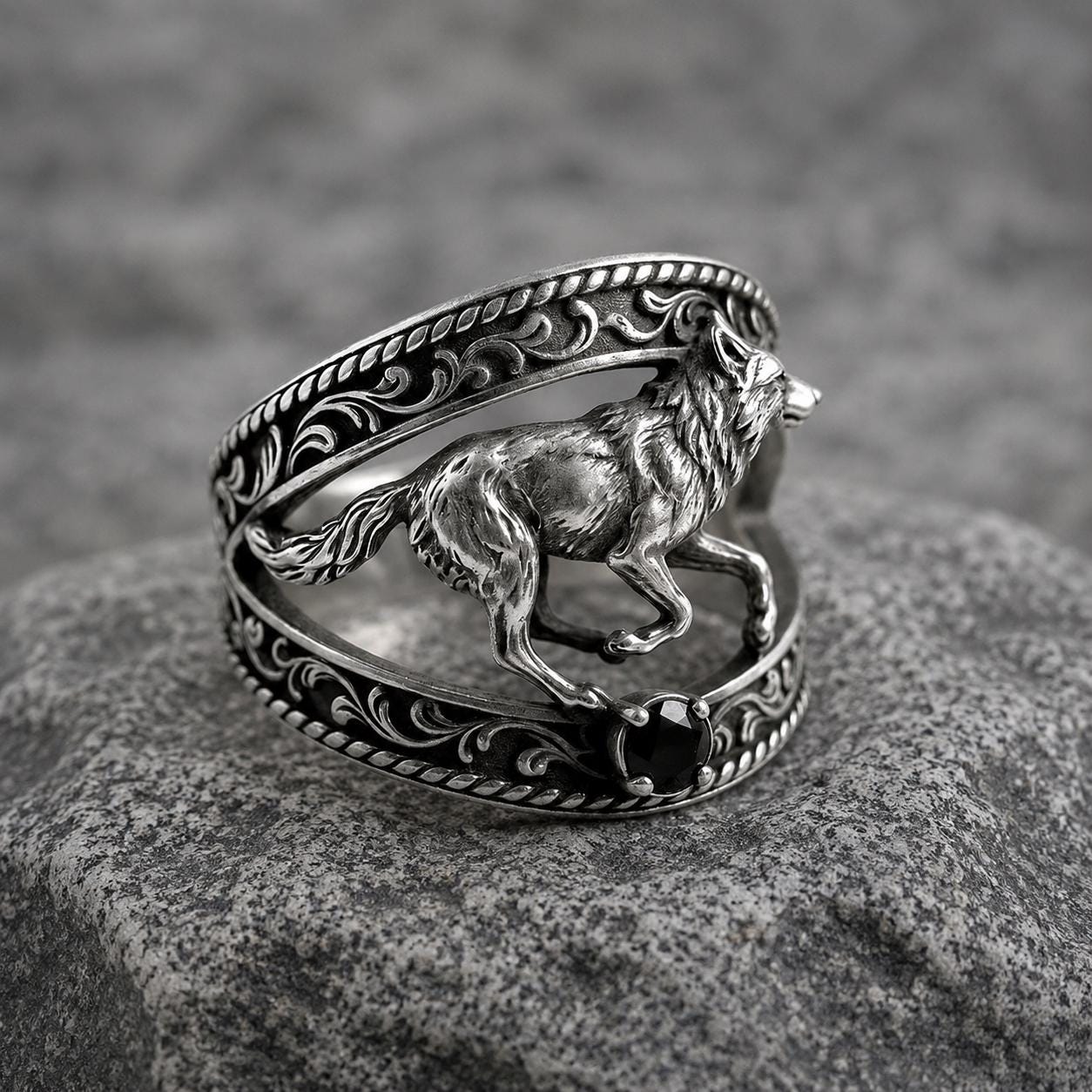 Viking Ring - Sterling Silver Gothic Cross Ring, Fleur De Lis Cross Ring, Medieval Cross Statement