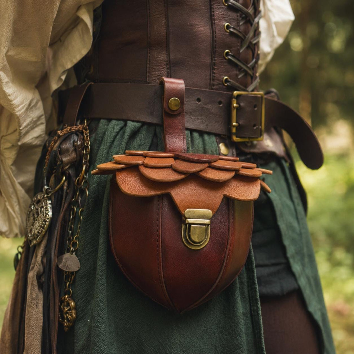 Viking Jacket - Dark Green Leather Hooded Poncho, Medieval Fantasy Cape, Viking Cloak, Renaissance