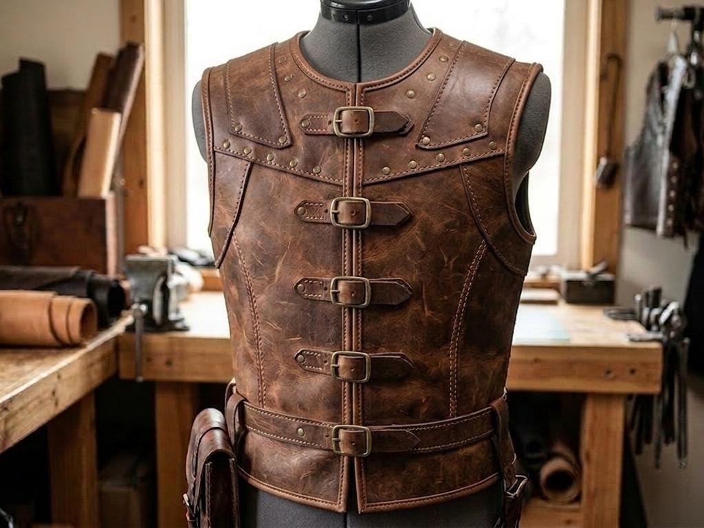Viking Jacket - Medieval Viking Leather Coat, Fur Collar, Norse Warrior Jacket, Renaissance Fair