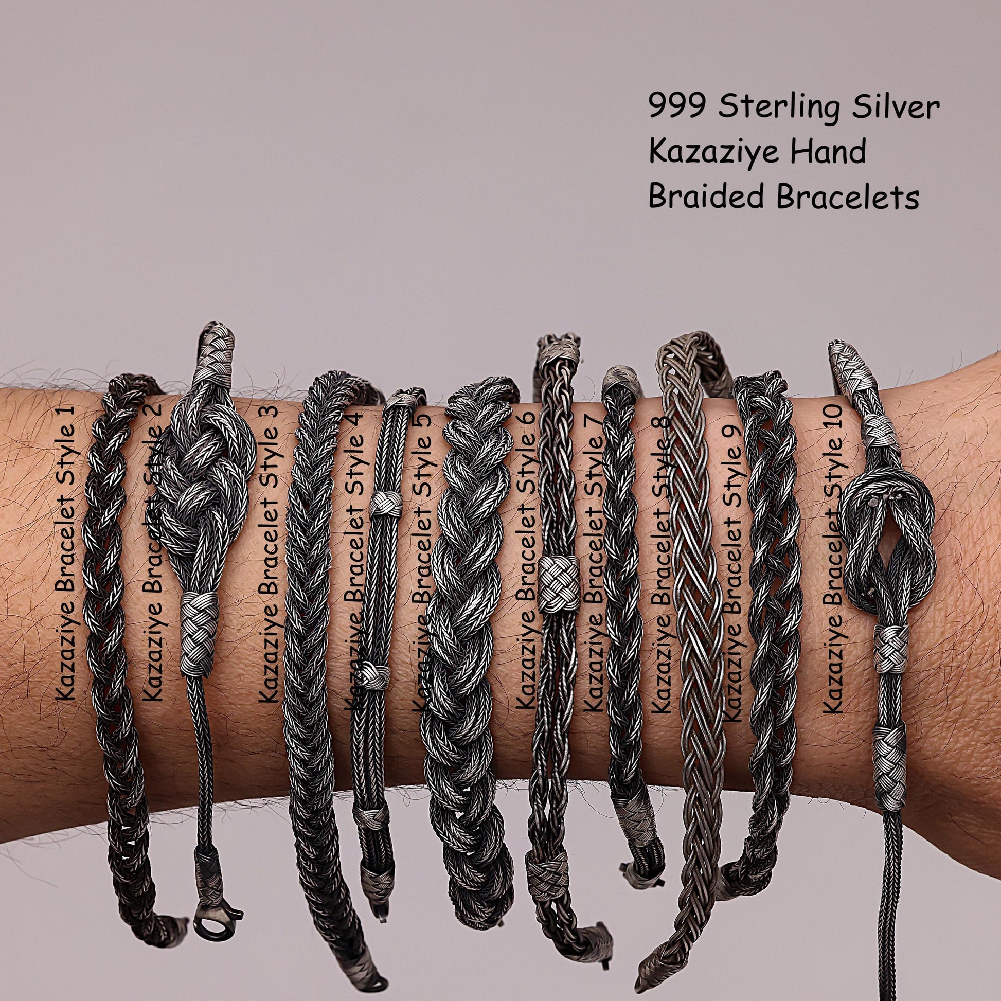 Viking Bracelet - 999 Sterling Silver Kazaziye Hand Braided Bracelet Men, Oxidized Woven Celtic