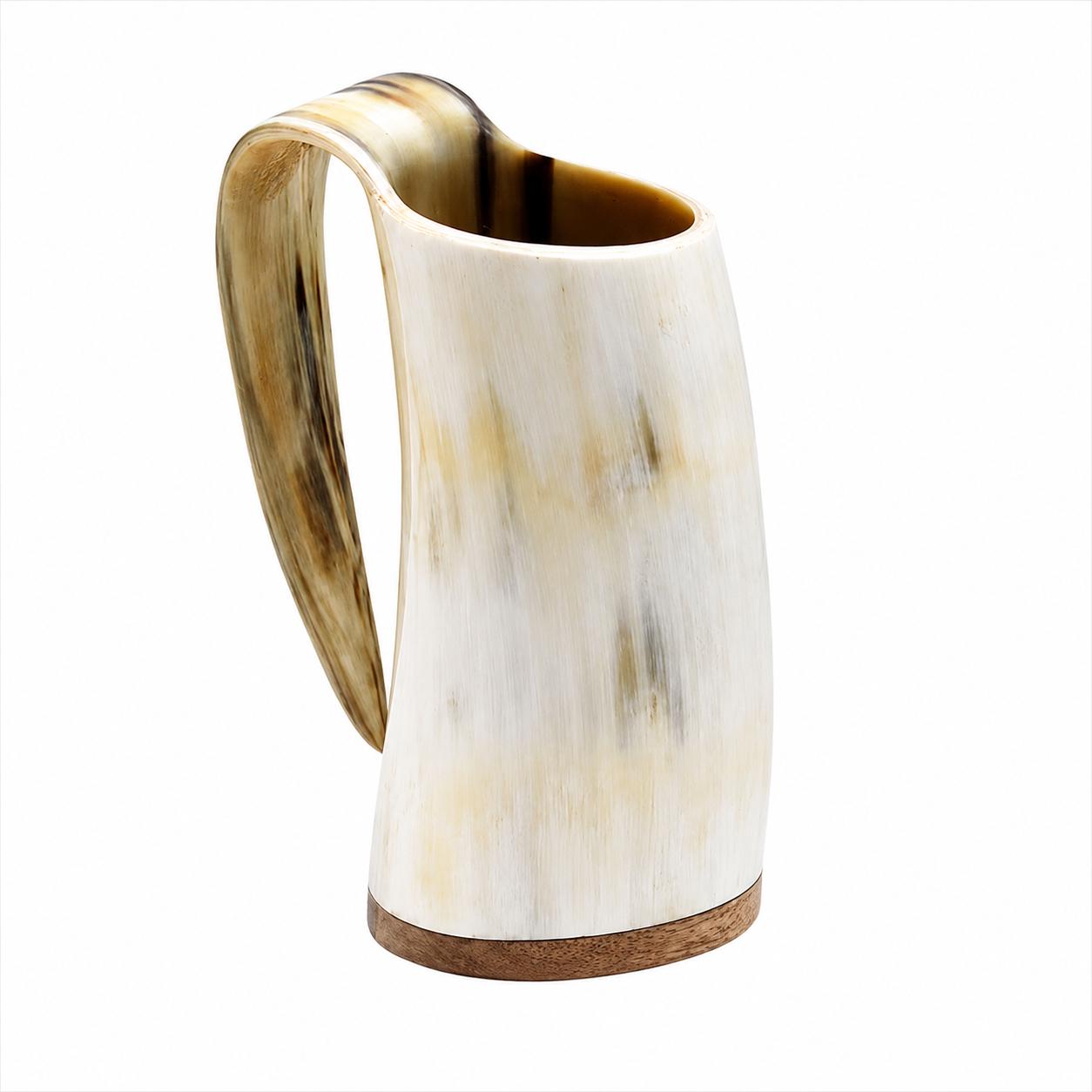 Viking Mug - Handmade Viking Horn Mug, Authentic Natural Ox Horn Tankard, 8 oz Drinking Mug for