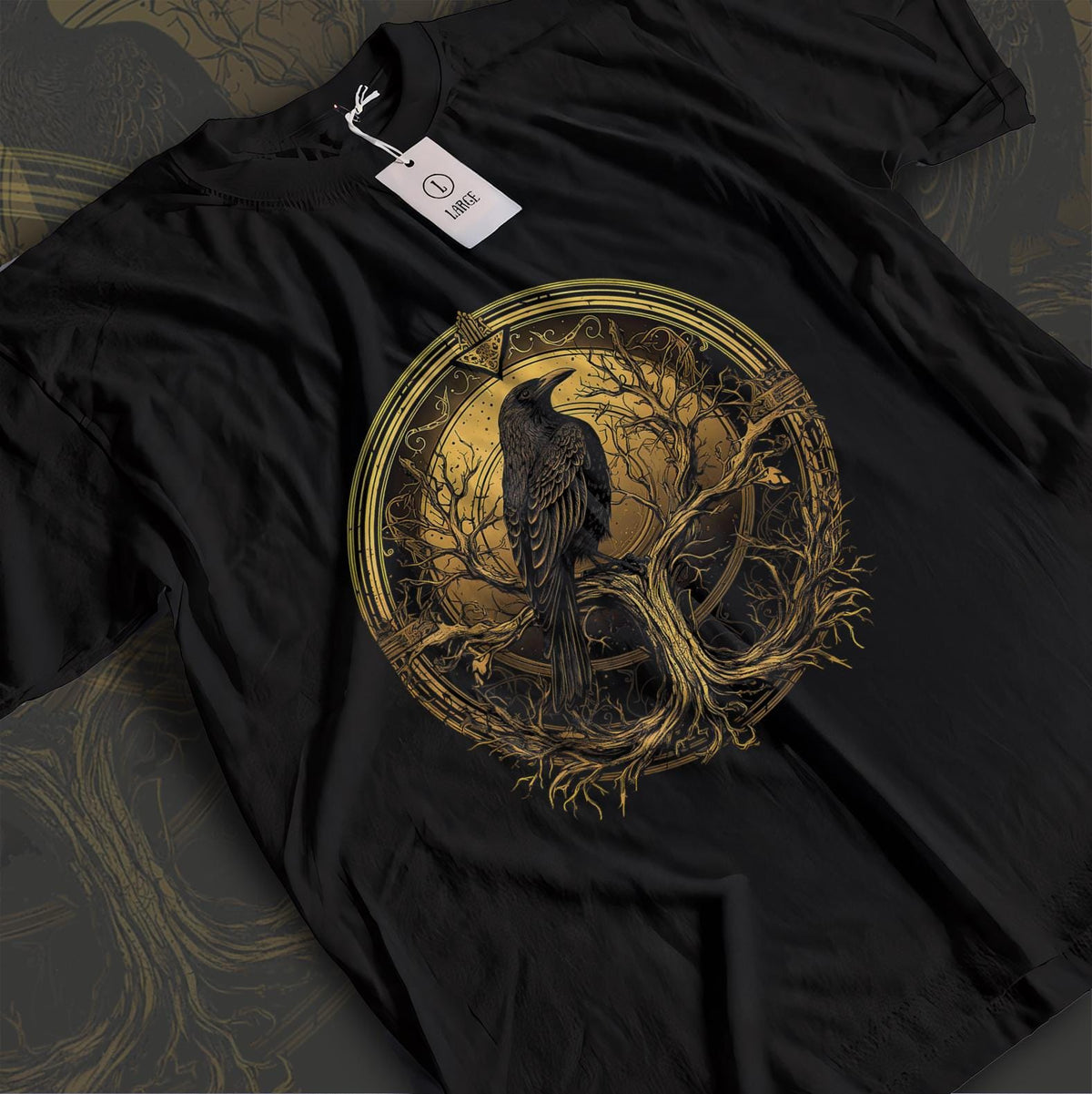 Viking Odin T-Shirt - Odin's Ravens Shirt, Viking Mythology Crow Tee, Garment Dyed Relaxed Fit