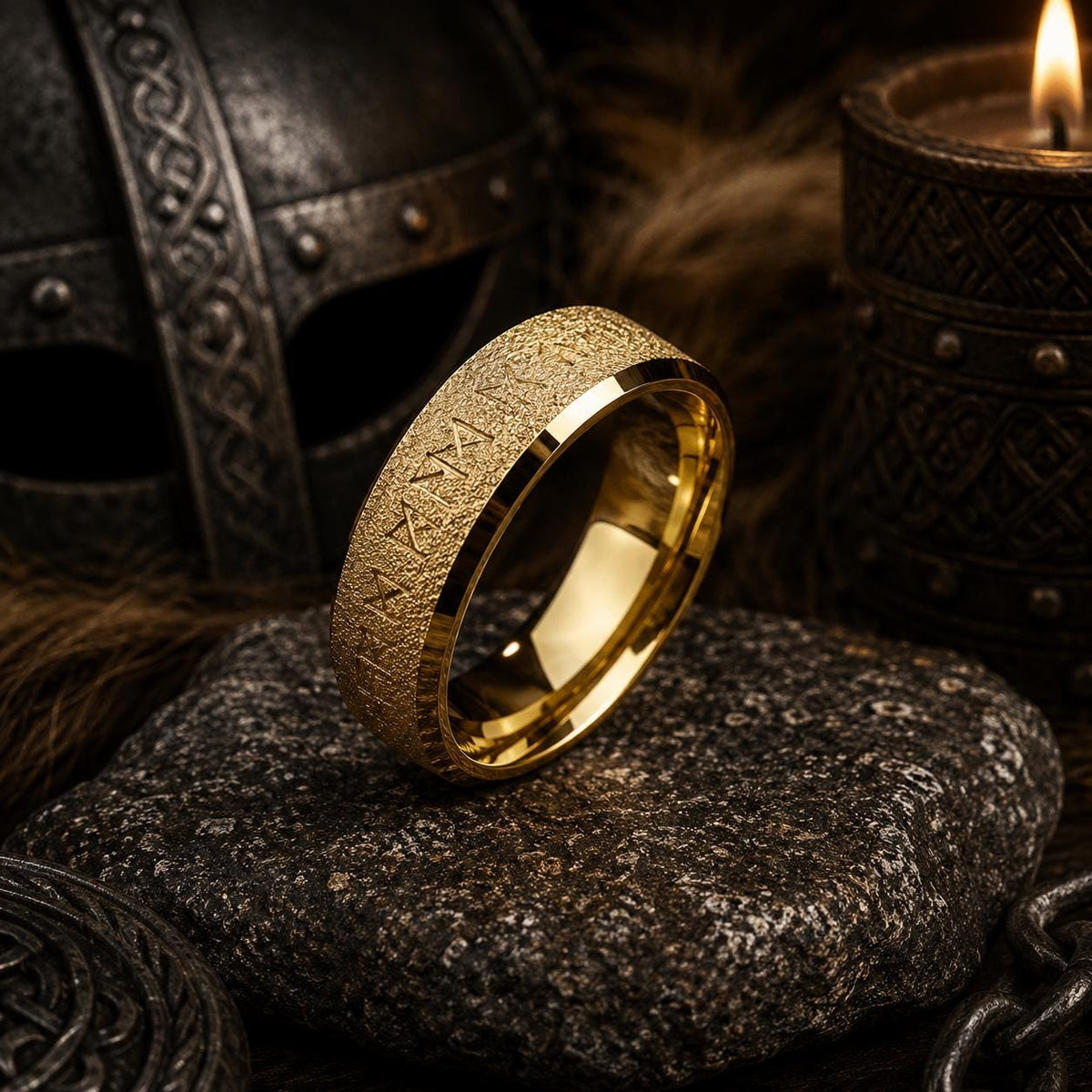 Viking Rune Ring Set of 3 · Norse Stainless Steel Band · Elder Futhark · Nordic Warrior Ring Men