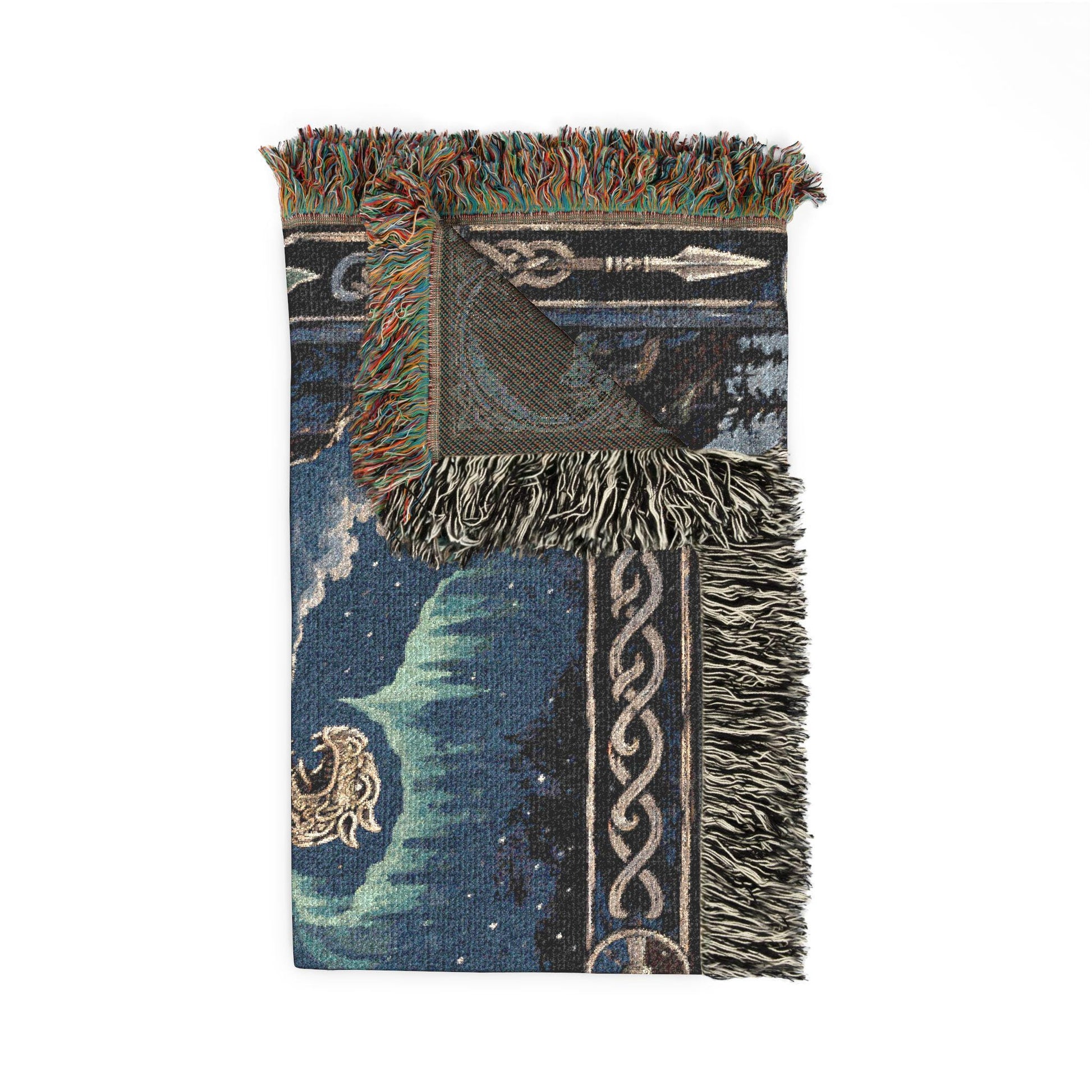 Viking Raven Blanket - Viking Longship Tapestry Wall Hanging Norse Raven Fjord Wall Art Large Wall