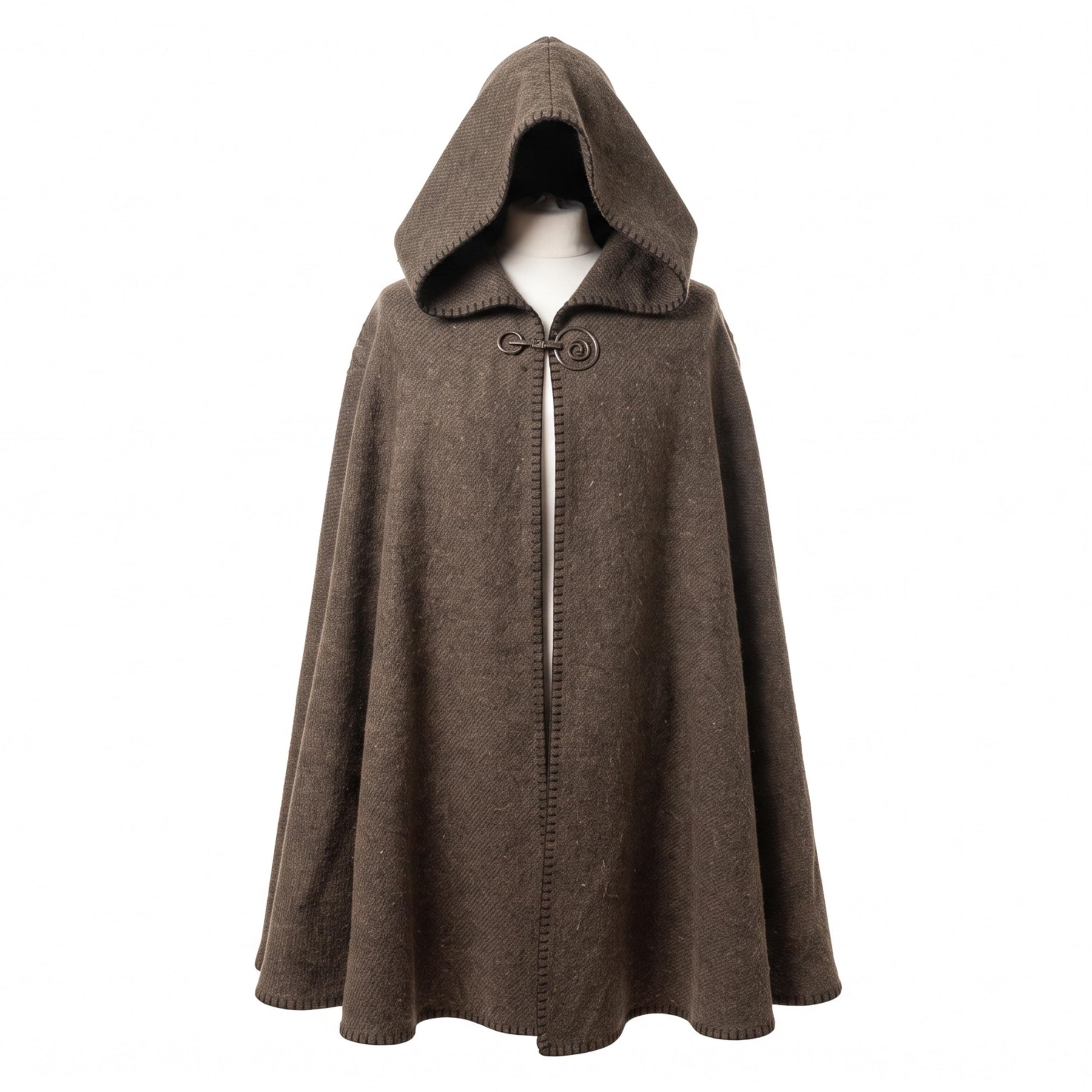 Viking Jacket - Dark Green Leather Hooded Poncho, Medieval Fantasy Cape, Viking Cloak, Renaissance