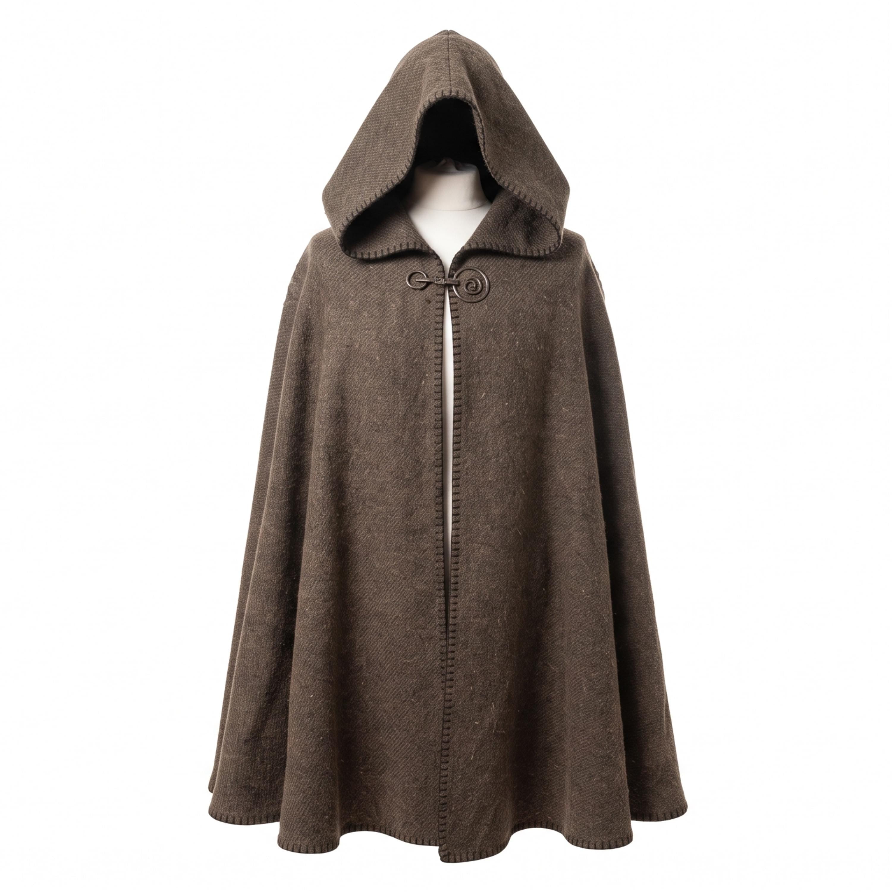 Viking Jacket - Dark Green Leather Hooded Poncho, Medieval Fantasy Cape, Viking Cloak, Renaissance