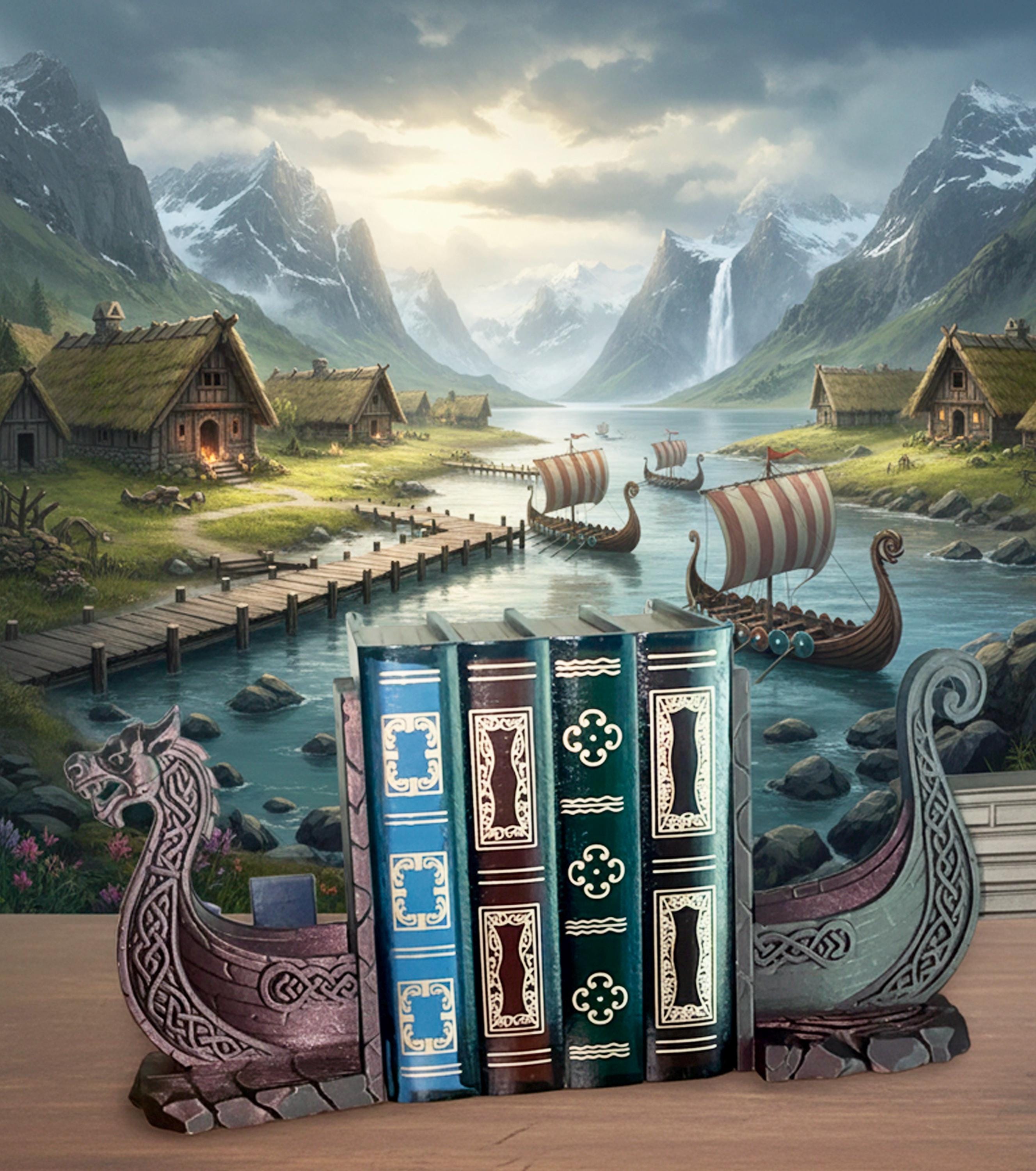 Viking Home Decor - Viking Ship Bookshelf Decor