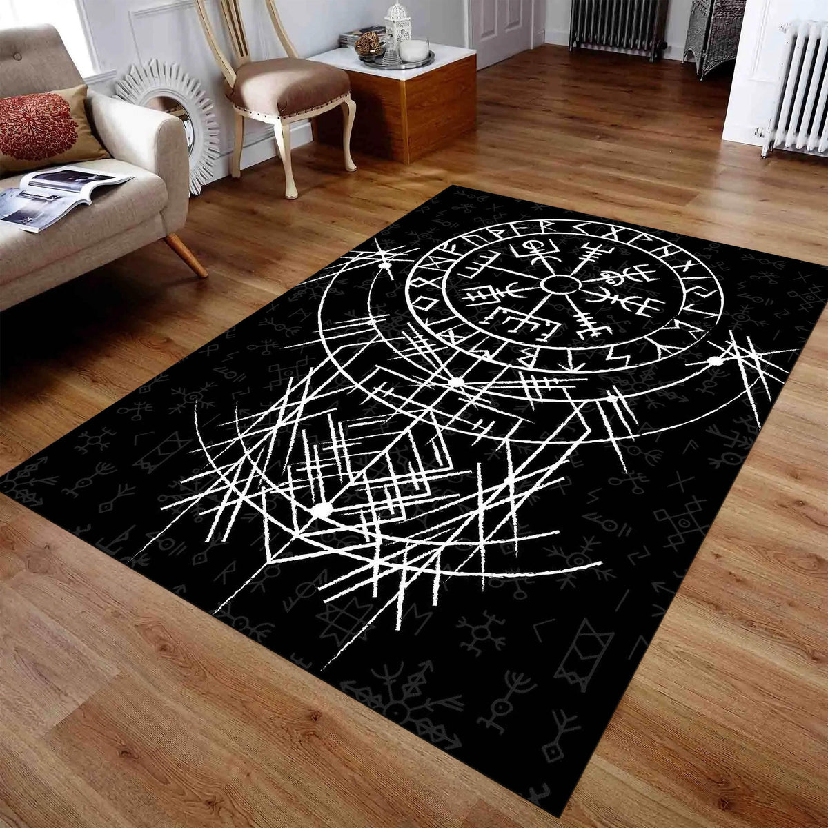 Viking Rug - Mythological Rug, Viking Rug, Viking Pattern, Scandinavian Myth, Nordic Mat, Helm of