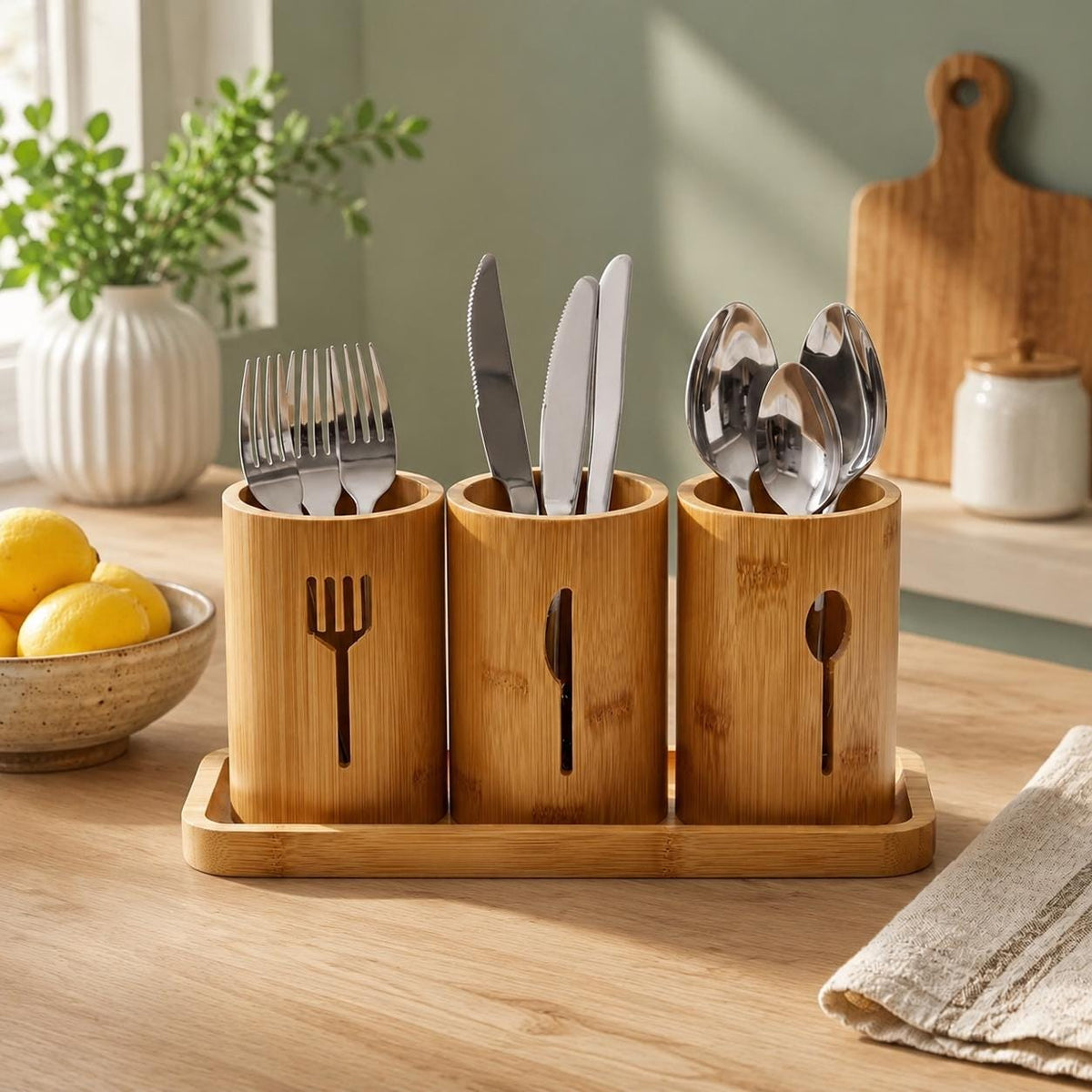 Viking Leather Accessory - Hand Forged Viking Cutlery Set – High Carbon Steel Medieval Utensils Set