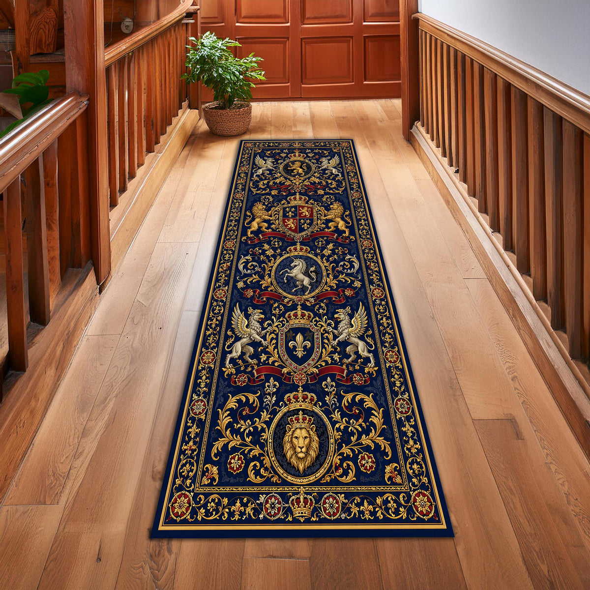 Viking Rug - Viking Axe Runner Rug: Blue Celtic Knot Carpet, Nordic Warrior Pattern, Fantasy Decor