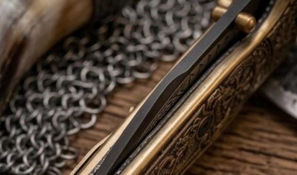 Viking Weapon Replica - Engraved Viking Folding Tool, Norse Mythology Pocket Accessory, Celtic