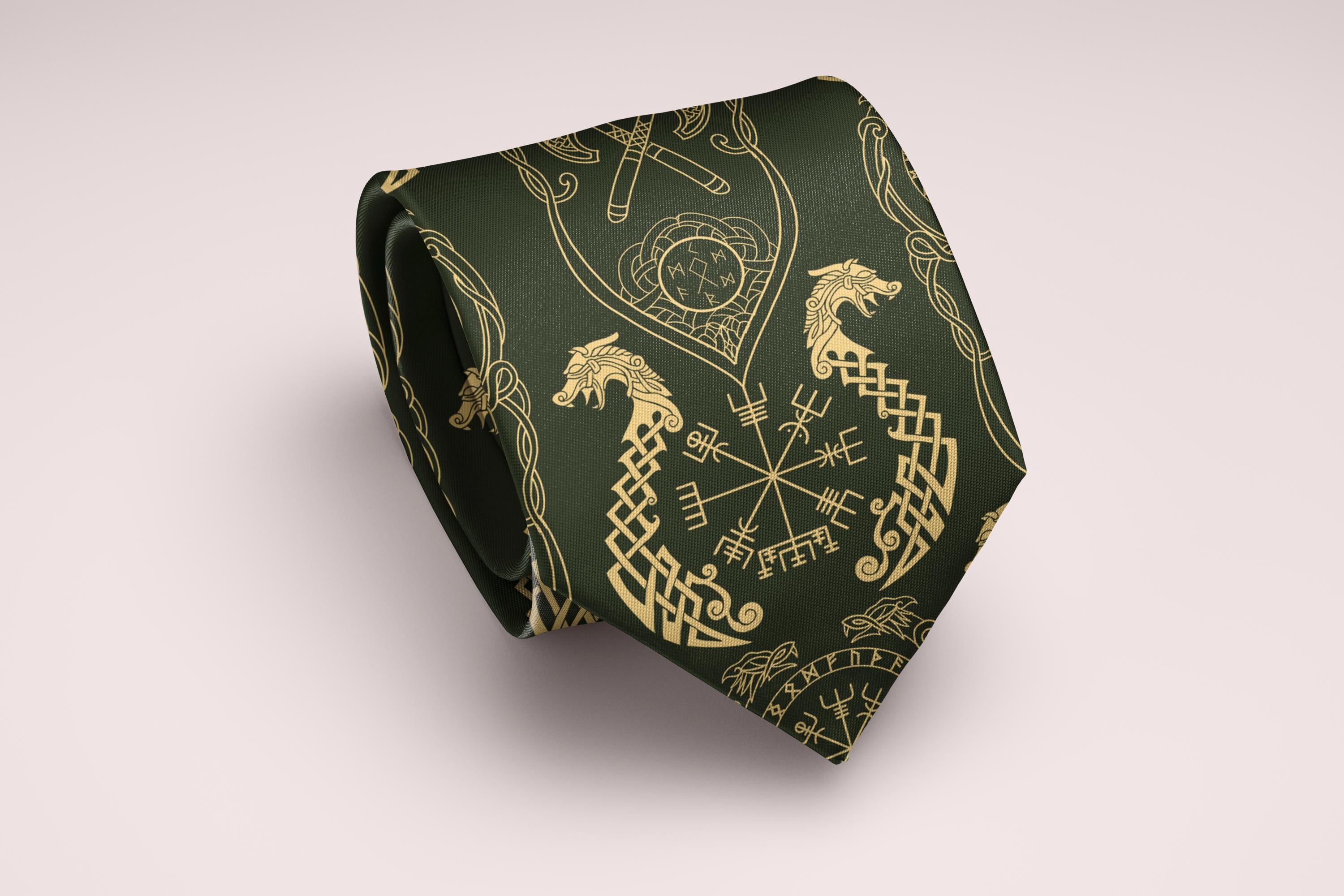 Viking Vegvisir Compass Leather Accessory - Viking Tie, Norse Necktie, Vegvisir Tie, Viking Wedding