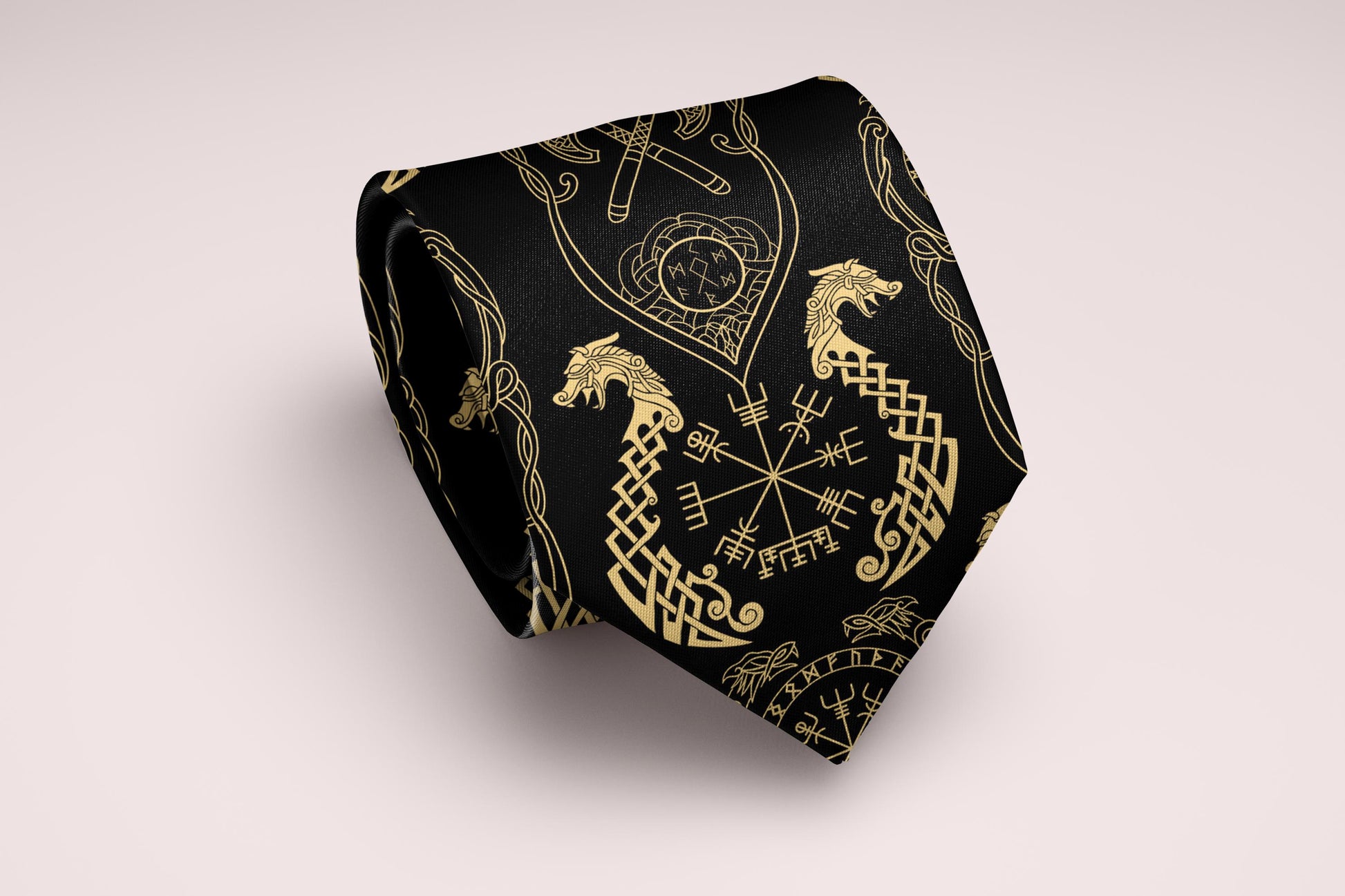 Viking Vegvisir Compass Leather Accessory - Viking Tie, Norse Necktie, Vegvisir Tie, Viking Wedding
