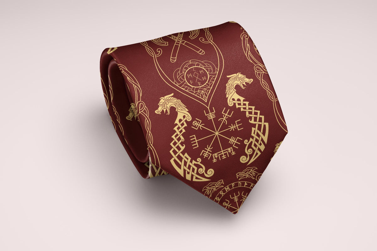 Viking Vegvisir Compass Leather Accessory - Viking Tie, Norse Necktie, Vegvisir Tie, Viking Wedding
