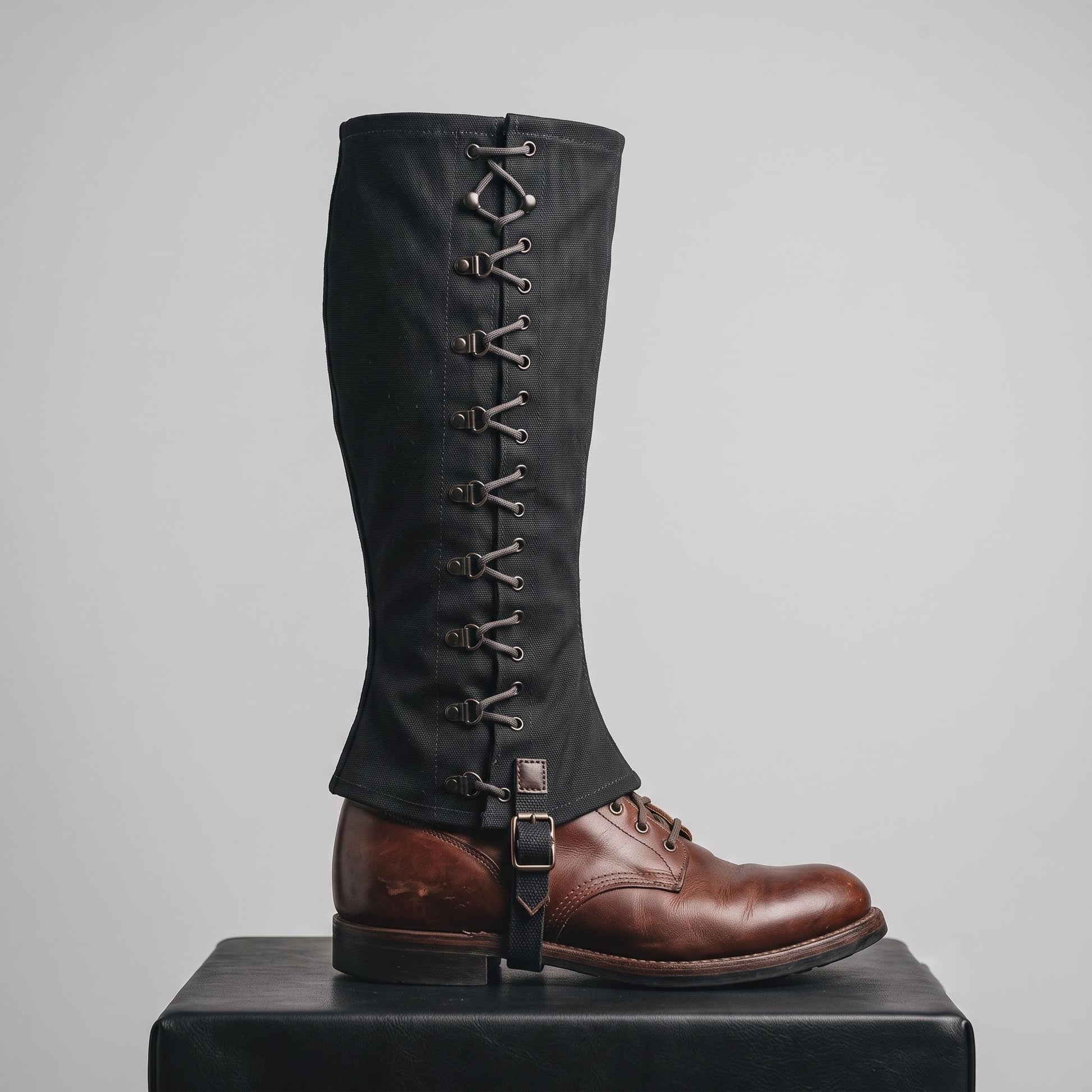 Viking Boots - Black Medieval Canvas Gaiters, Renaissance Leg Gaiters, Viking Spats, Pirate