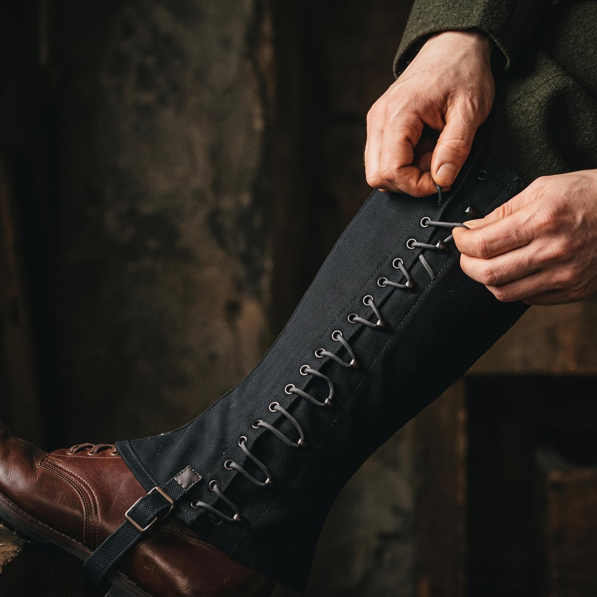 Viking Boots - Black Medieval Canvas Gaiters, Renaissance Leg Gaiters, Viking Spats, Pirate