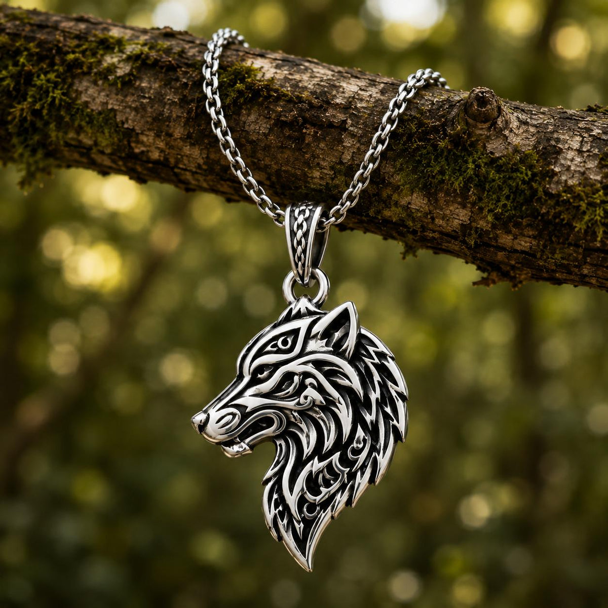 Viking Thor's Hammer Necklace - Mjolnir Necklace, Wolf Chain, Fenrir Amulet, Handmade Viking