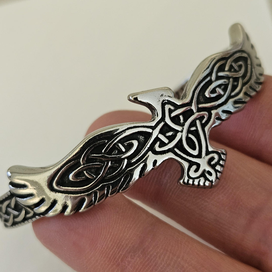Viking Raven Bracelet - Celtic Raven Stainless Steel Cuff Bracelet, Norse Bracelet, Stainless Steel