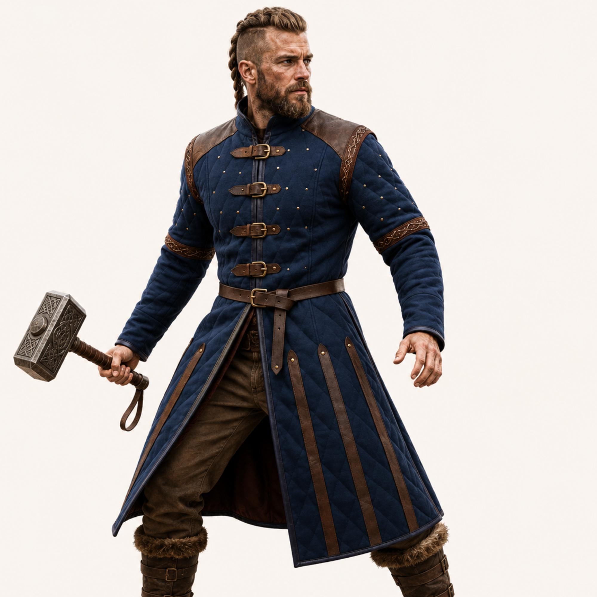 Viking Jacket - Wine Medieval Gambeson Coat for Men – Quilted Viking Armor Jacket