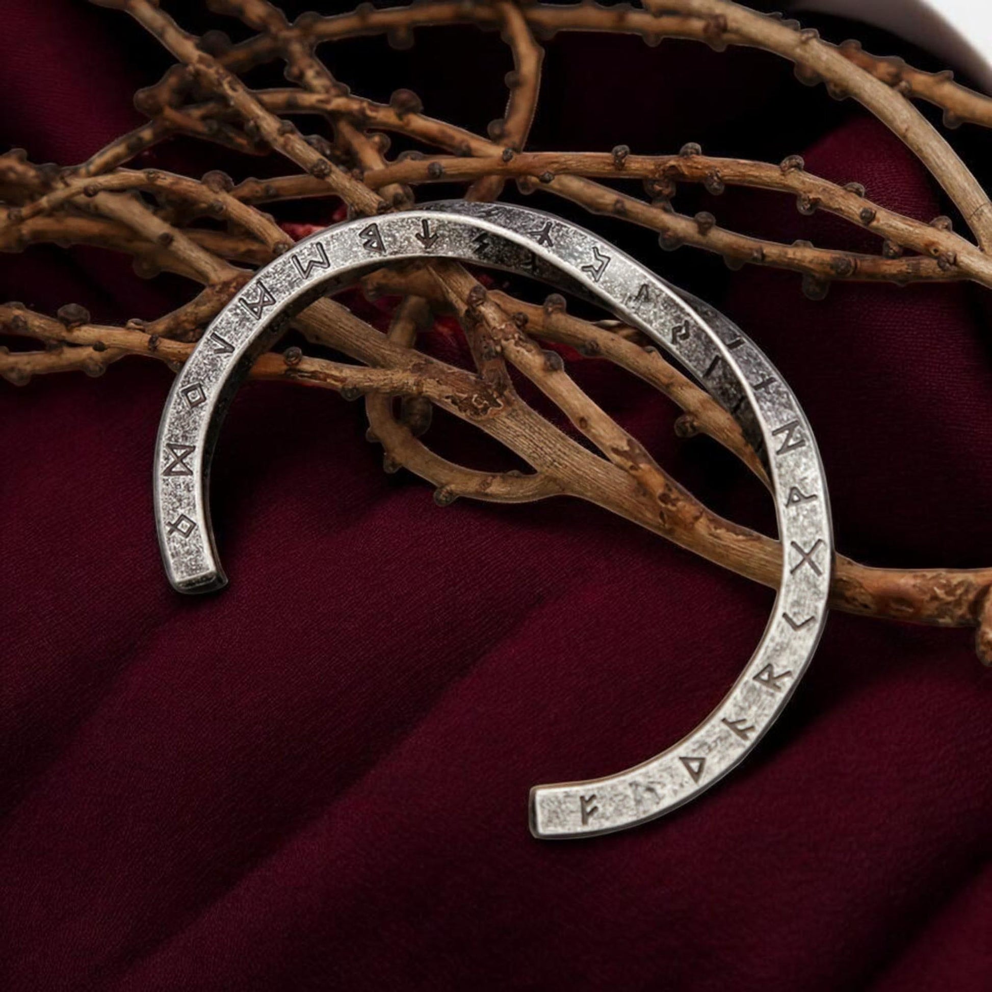 Viking Rune Bracelet, Stainless Steel Norse Cuff, Adjustable Nordic Bangle, Pagan Jewelry Gift for