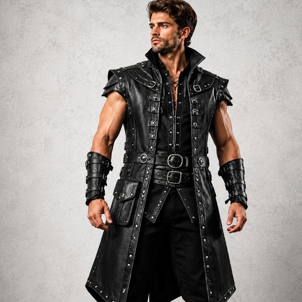 Viking Jacket - Genuine Suede Viking Tunic Coat – Norse Warrior Faux Fur Trim (Custom Fit)
